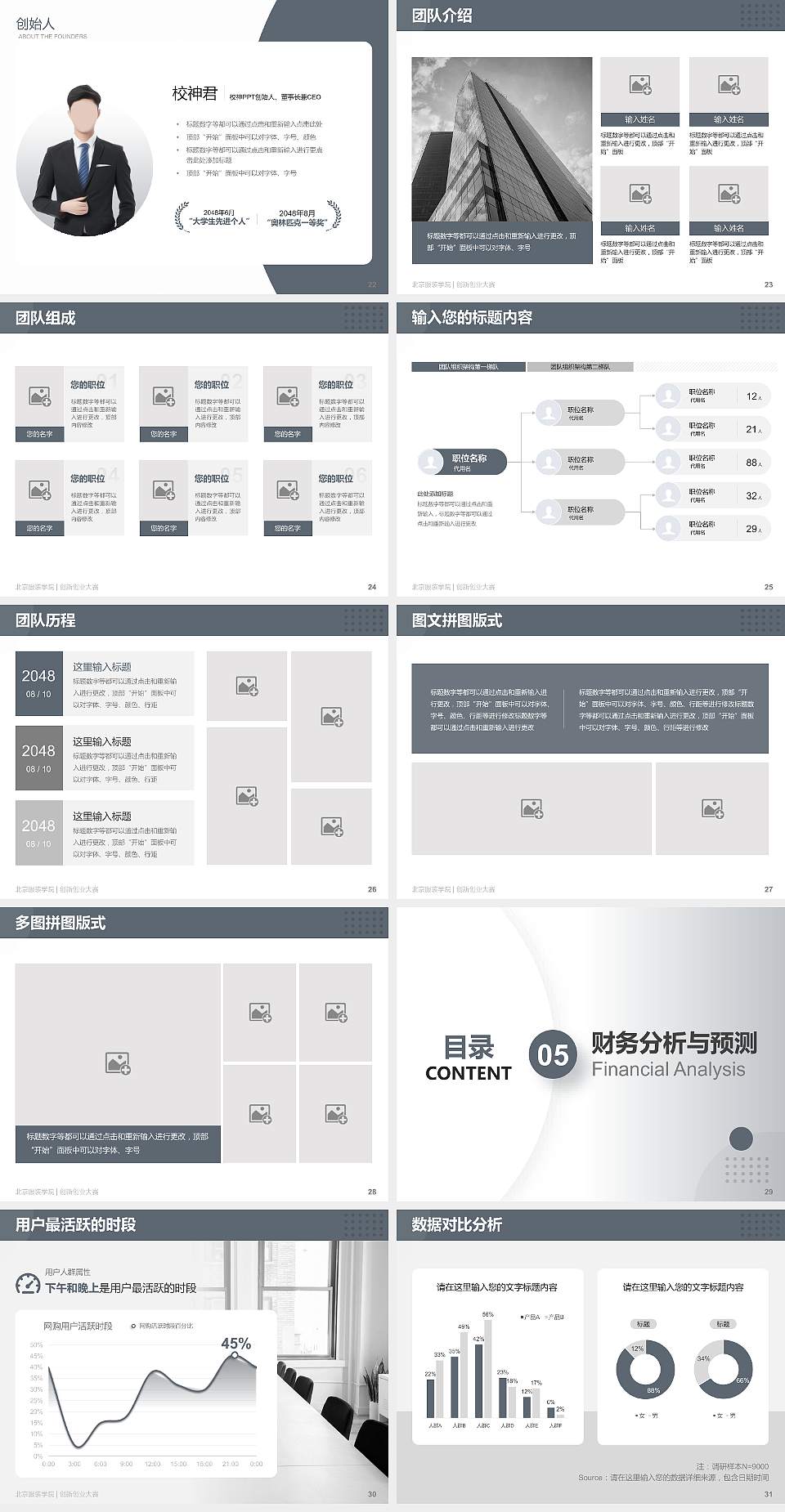 北京服装学院全国大学生创新创业大赛计划书PPT模板4:3格式幻灯片预览图4