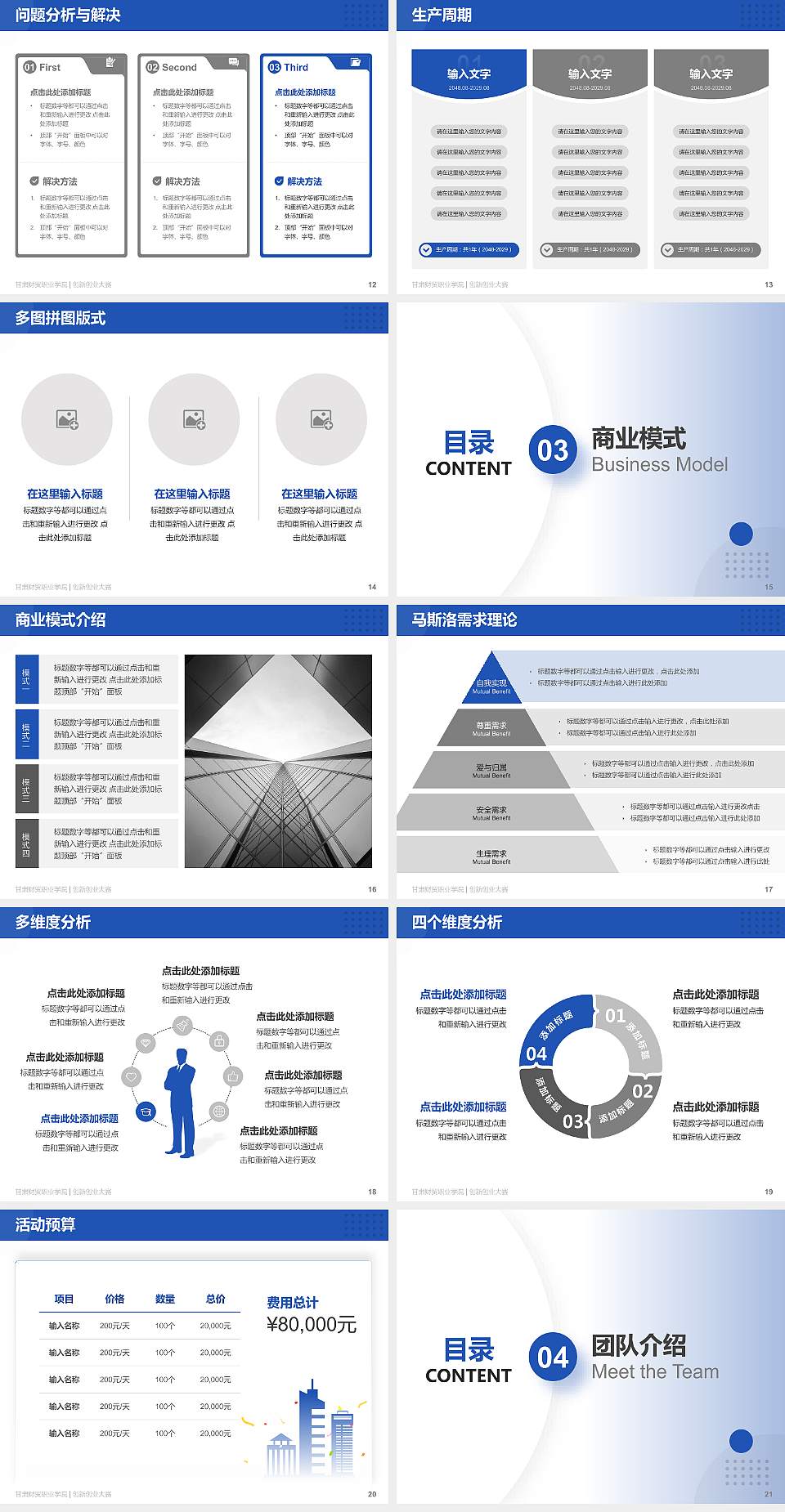 甘肃财贸职业学院全国大学生创新创业大赛计划书PPT模板4:3格式幻灯片预览图3