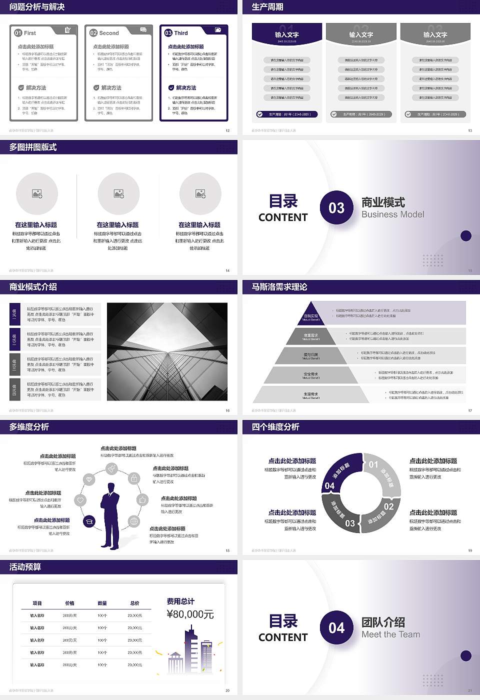 南京森林警察学院全国大学生创新创业大赛计划书PPT模板16:9格式幻灯片预览图3
