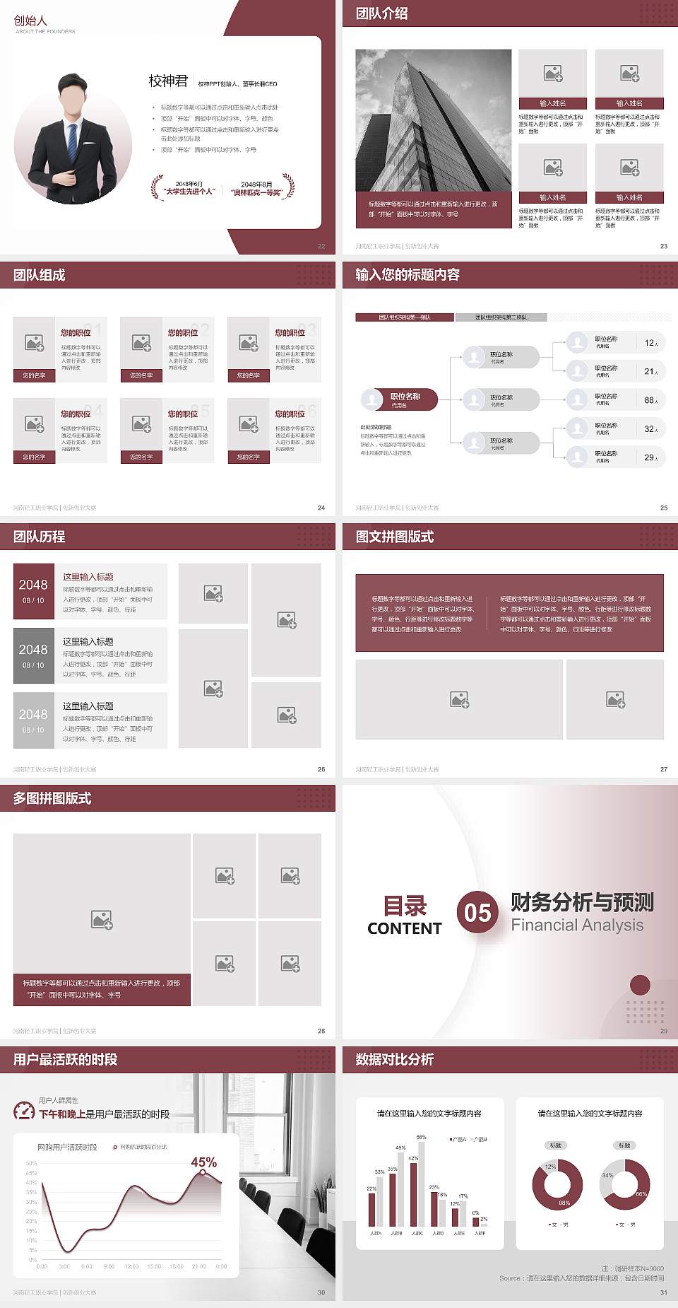 河南轻工职业学院全国大学生创新创业大赛计划书PPT模板4:3格式幻灯片预览图4