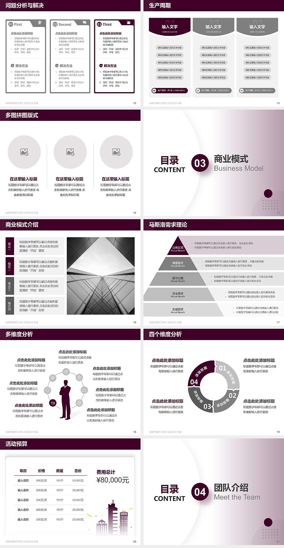 湖南中医药大学全国大学生创新创业大赛计划书PPT模板4:3格式幻灯片预览图3