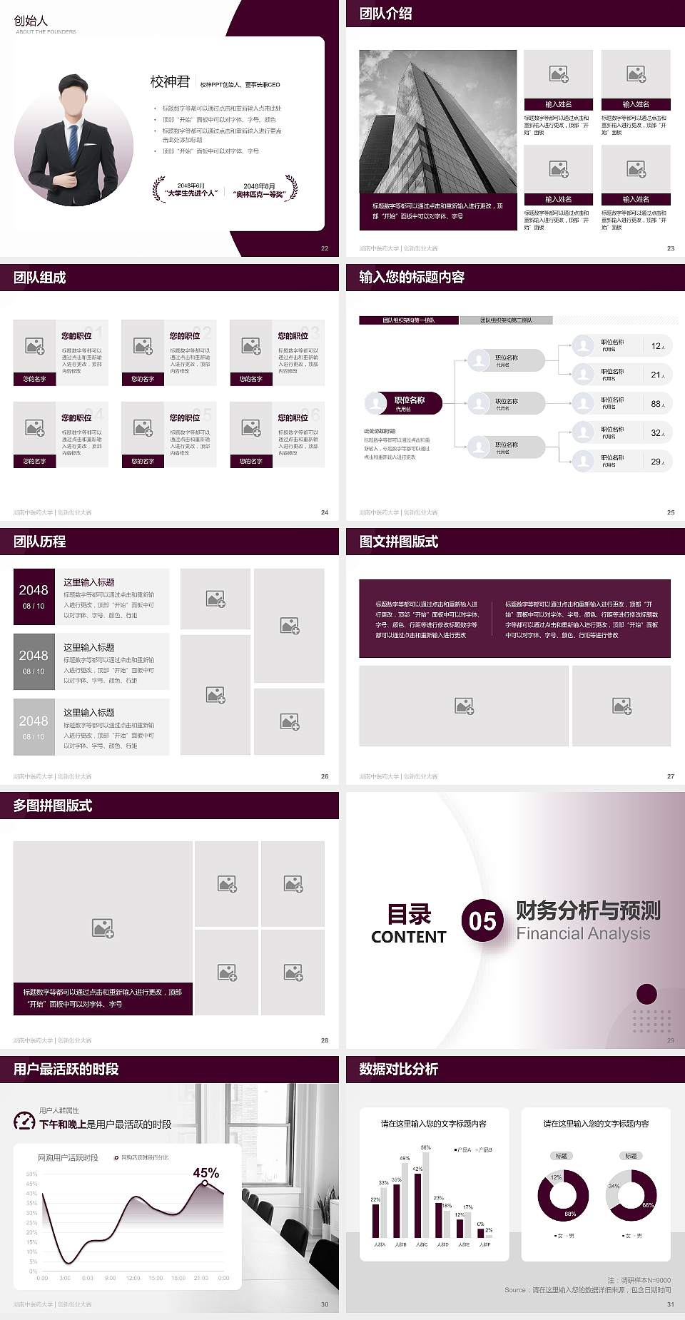 湖南中医药大学全国大学生创新创业大赛计划书PPT模板4:3格式幻灯片预览图4