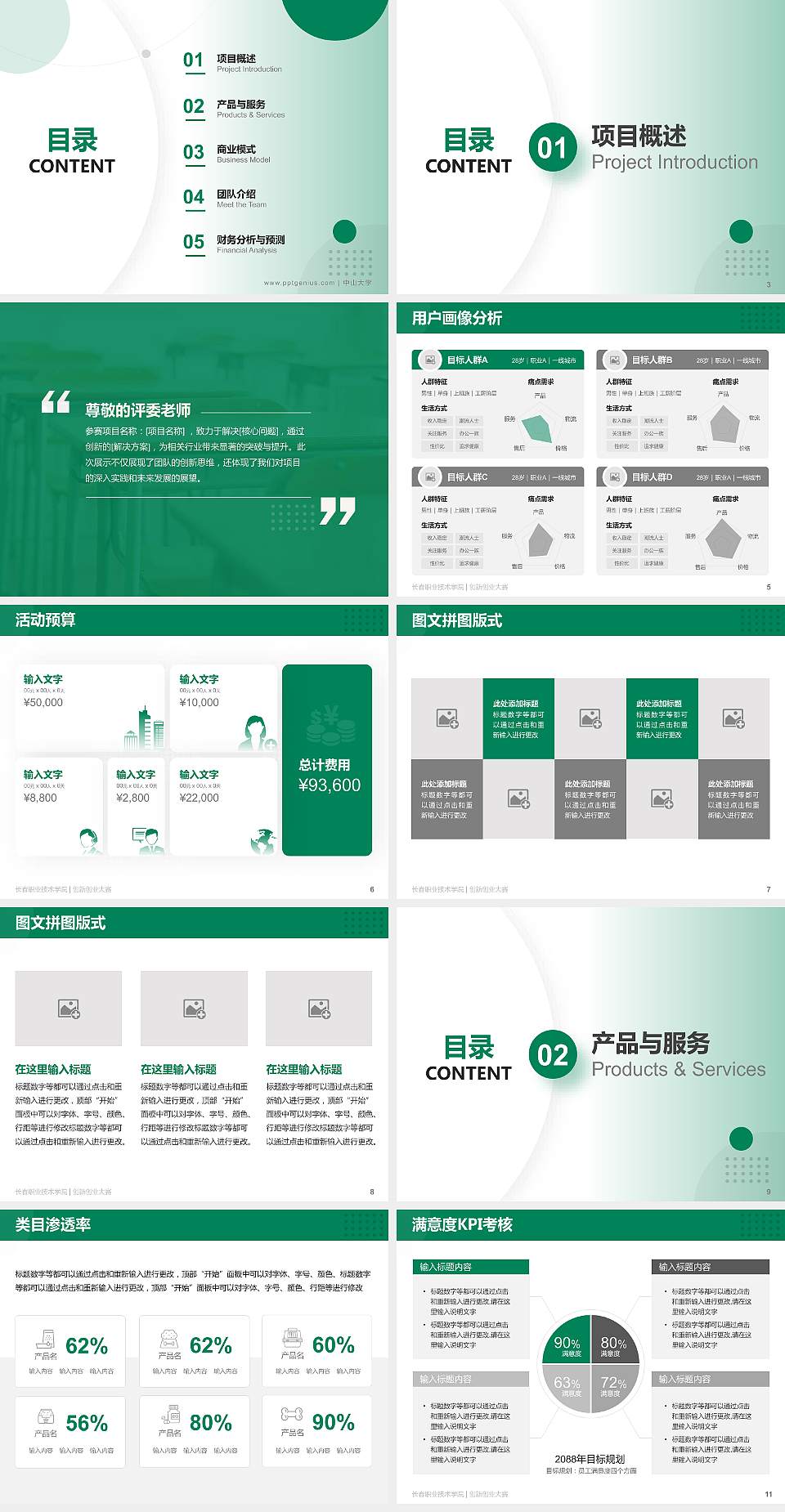 长春职业技术学院全国大学生创新创业大赛计划书PPT模板4:3格式幻灯片预览图2