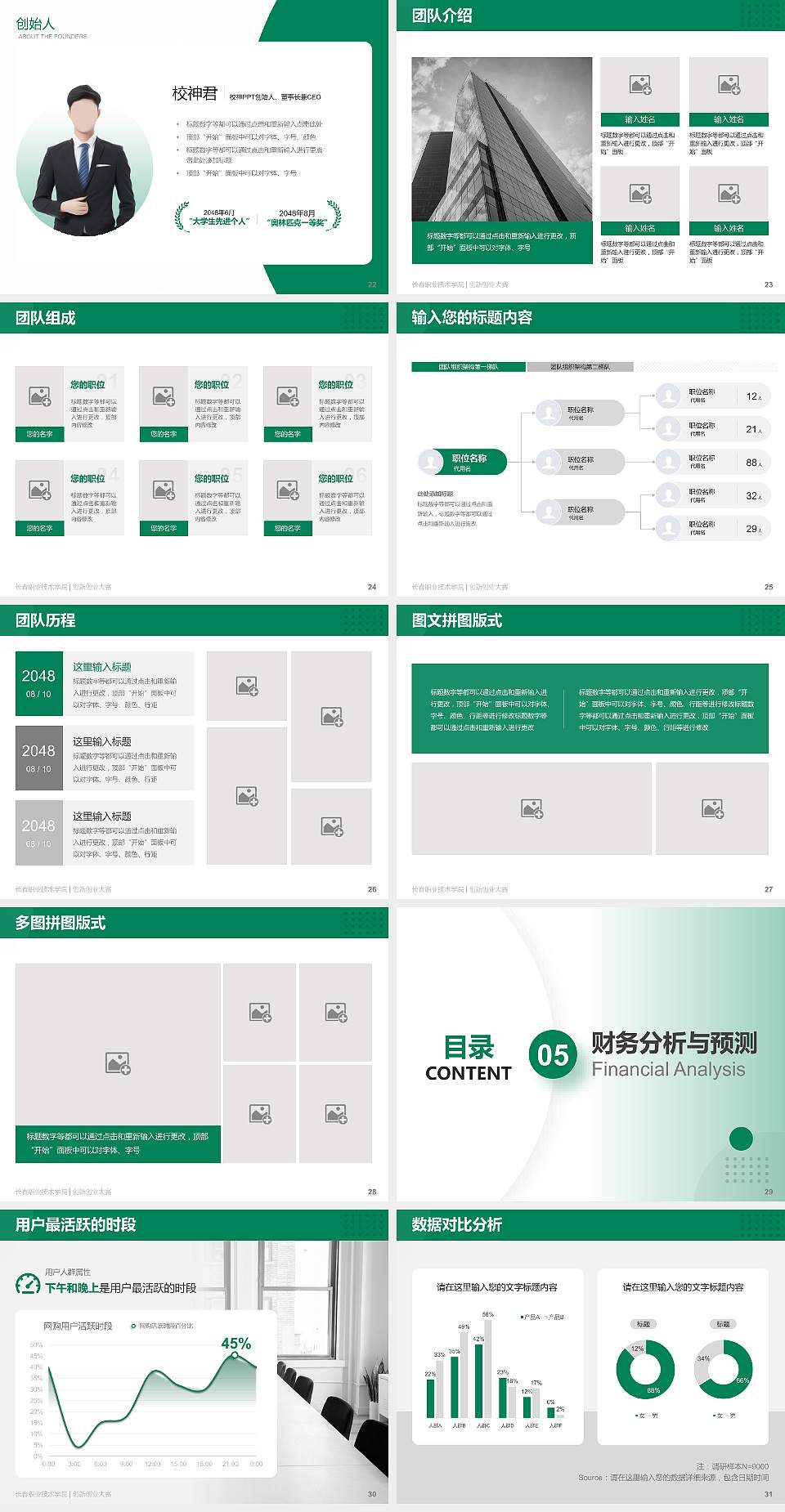 长春职业技术学院全国大学生创新创业大赛计划书PPT模板4:3格式幻灯片预览图4