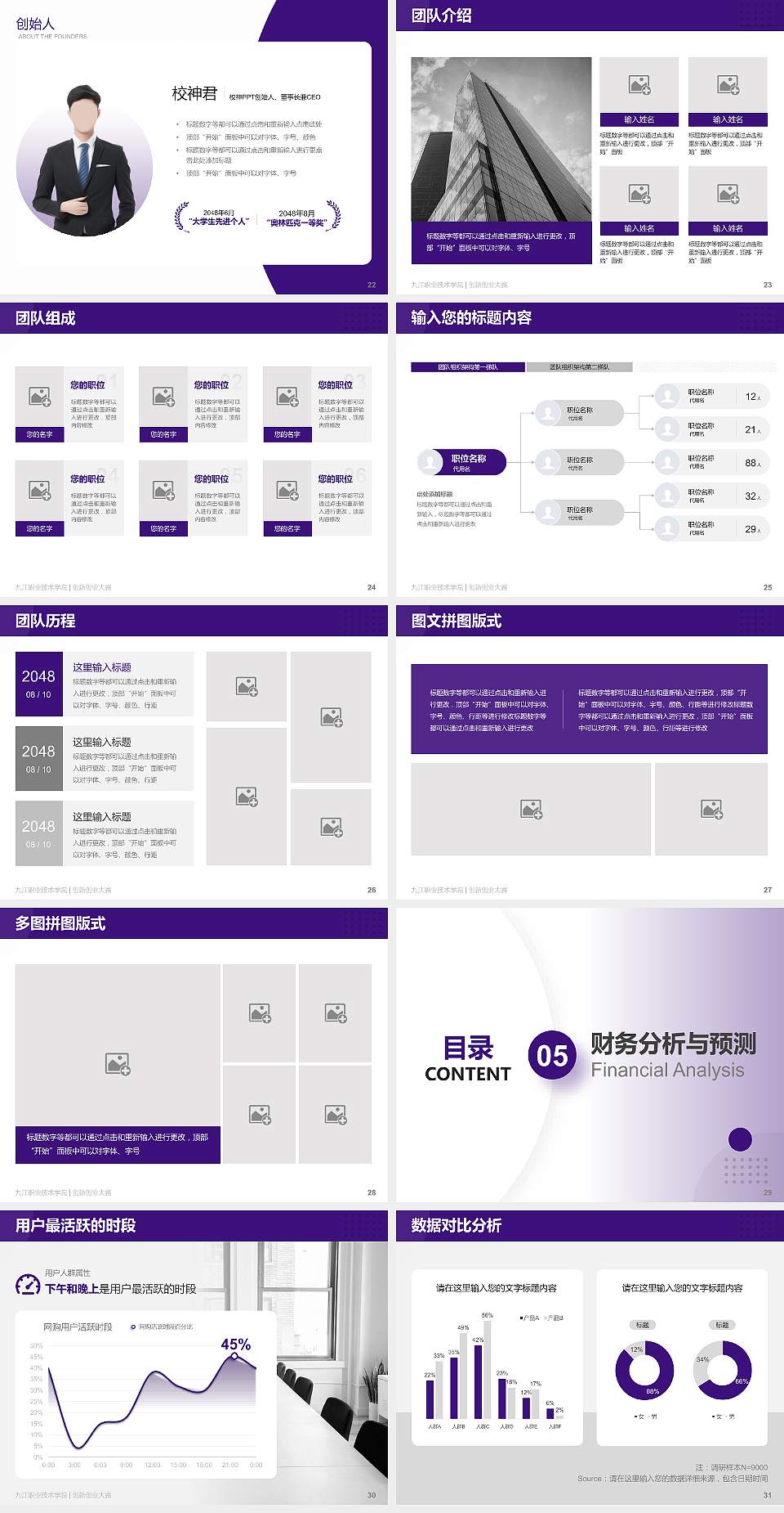 九江职业技术学院全国大学生创新创业大赛计划书PPT模板4:3格式幻灯片预览图4