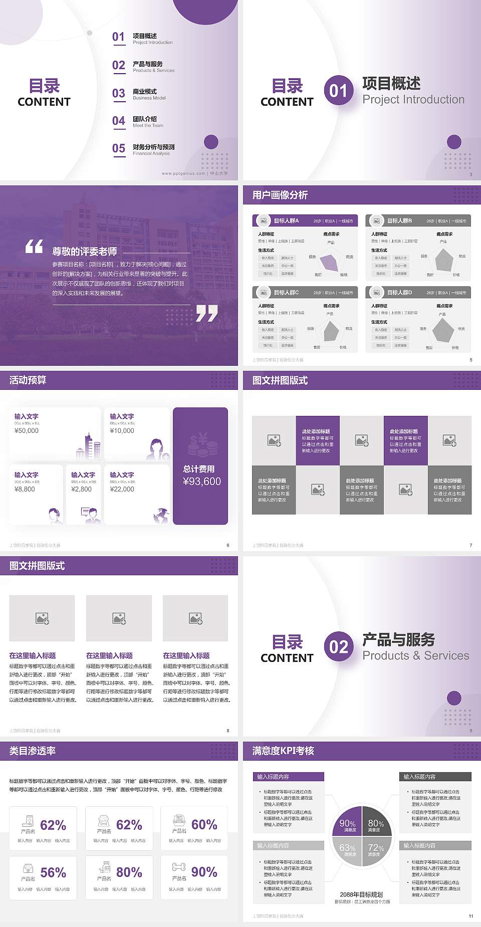 上饶师范学院全国大学生创新创业大赛计划书PPT模板4:3格式幻灯片预览图2