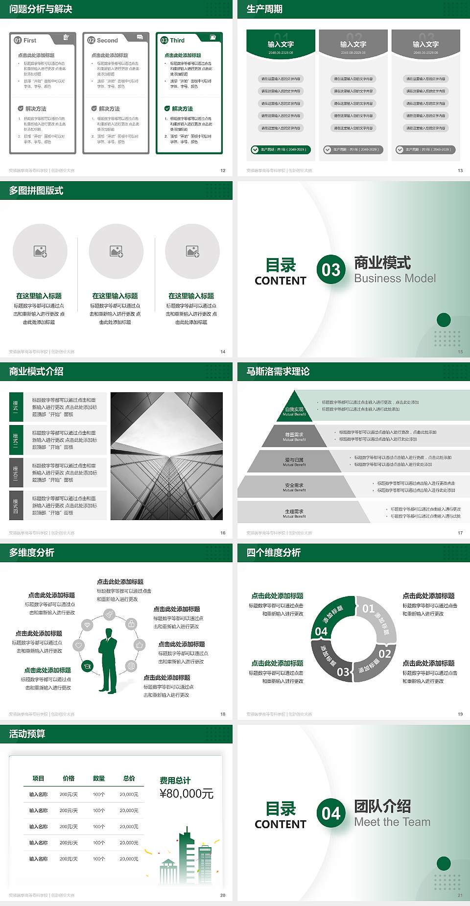 安徽医学高等专科学校全国大学生创新创业大赛计划书PPT模板4:3格式幻灯片预览图3