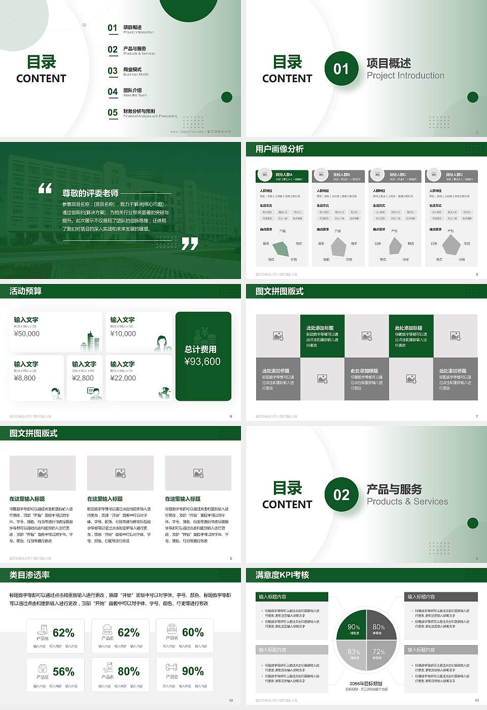 哈尔滨商业大学全国大学生创新创业大赛计划书PPT模板16:9格式幻灯片预览图2