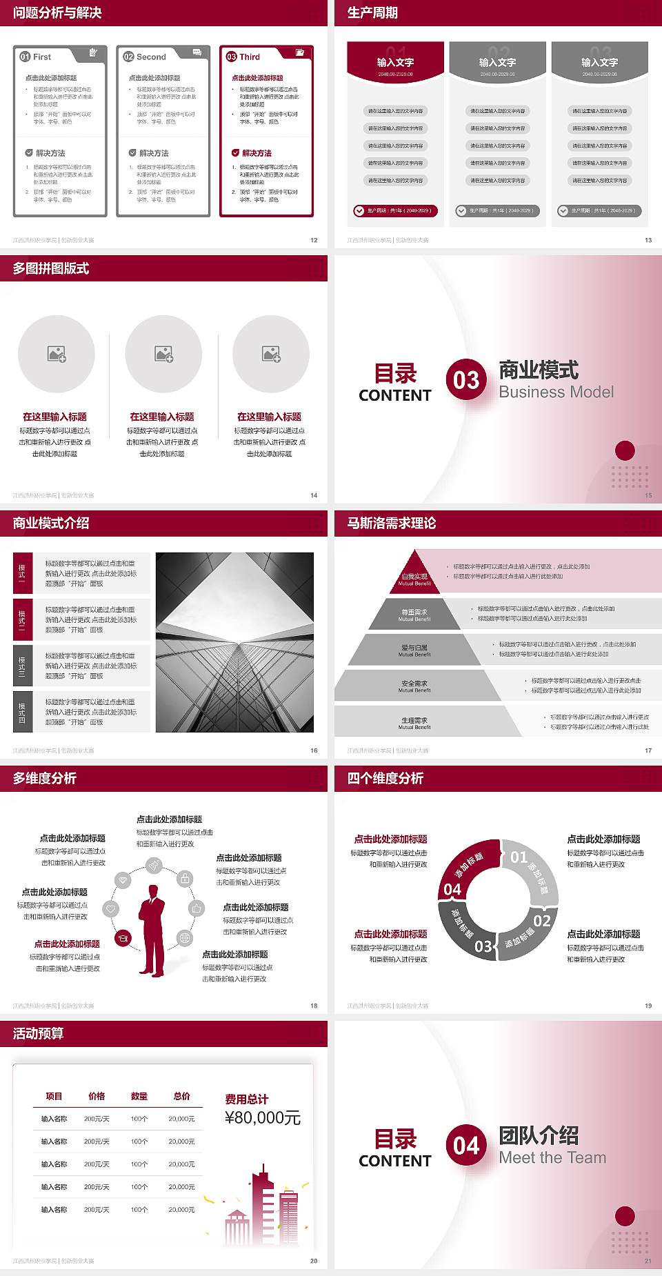 江西洪州职业学院全国大学生创新创业大赛计划书PPT模板4:3格式幻灯片预览图3