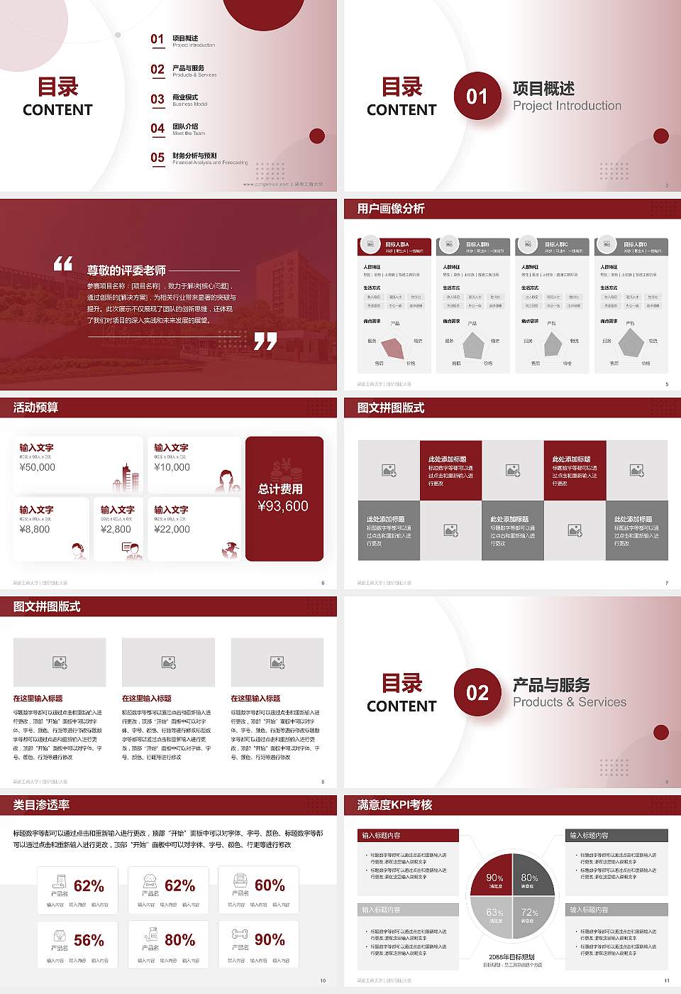 湖南工商大学全国大学生创新创业大赛计划书PPT模板16:9格式幻灯片预览图2