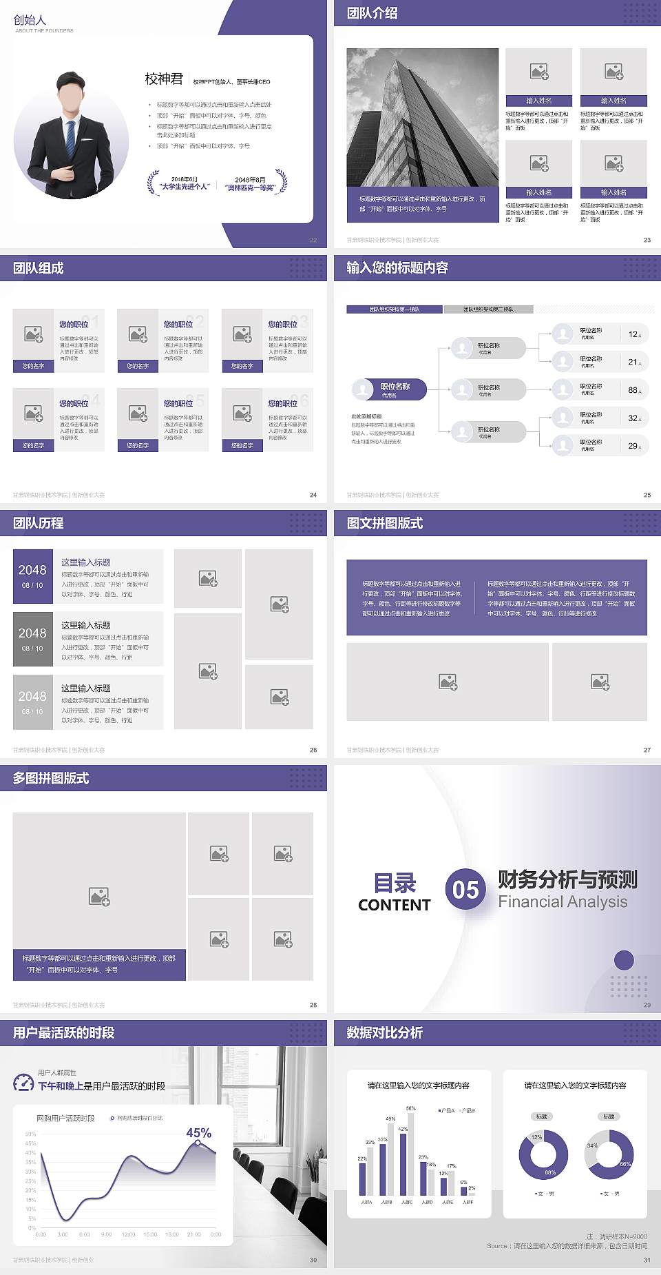 甘肃钢铁职业技术学院全国大学生创新创业大赛计划书PPT模板4:3格式幻灯片预览图4