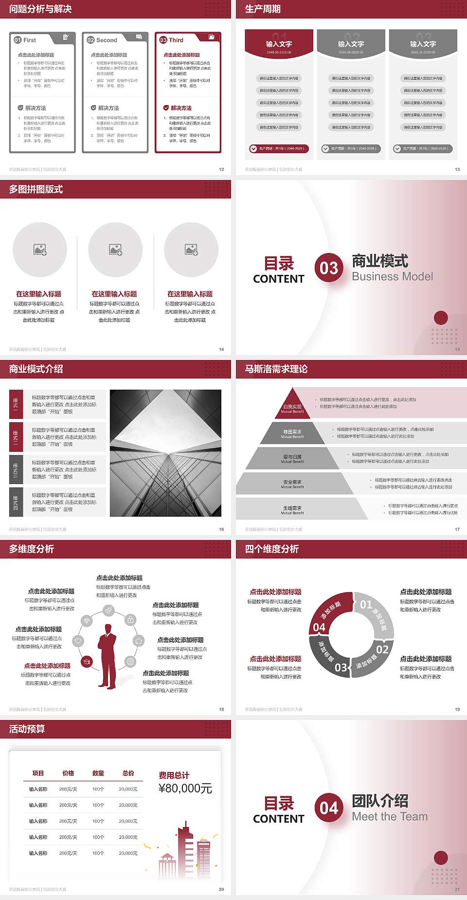 许昌陶瓷职业学院全国大学生创新创业大赛计划书PPT模板4:3格式幻灯片预览图3