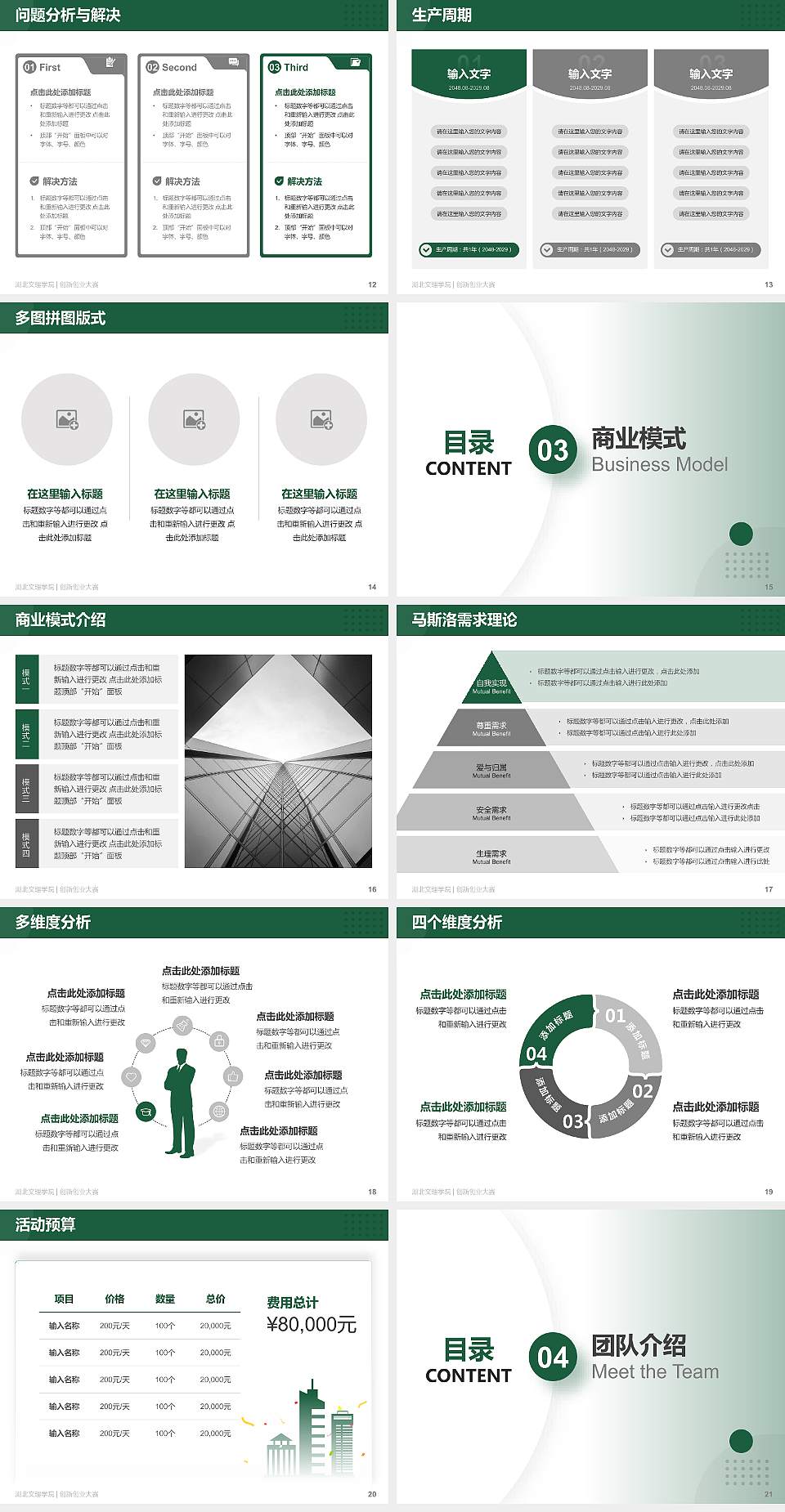 湖北文理学院全国大学生创新创业大赛计划书PPT模板4:3格式幻灯片预览图3