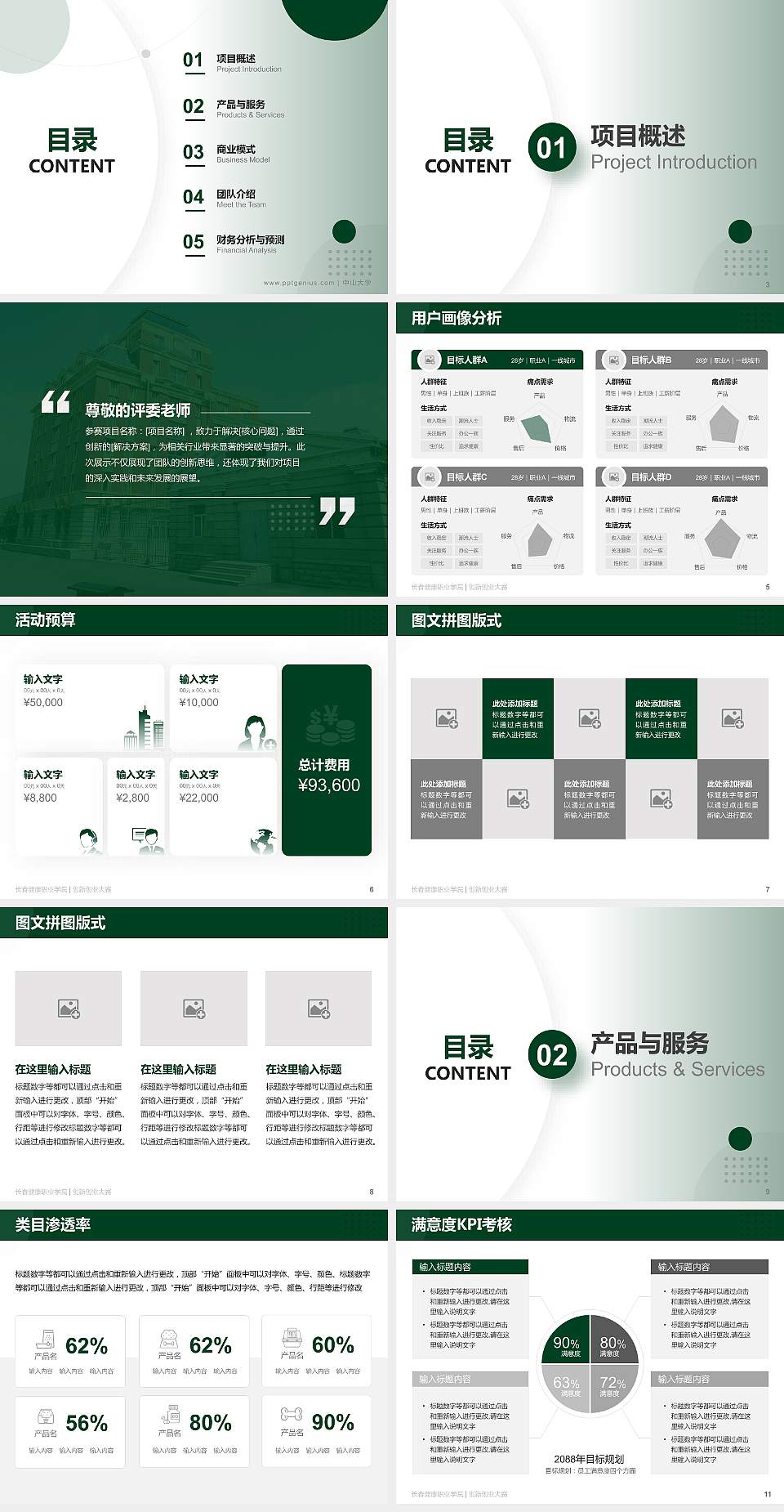 长春健康职业学院全国大学生创新创业大赛计划书PPT模板4:3格式幻灯片预览图2
