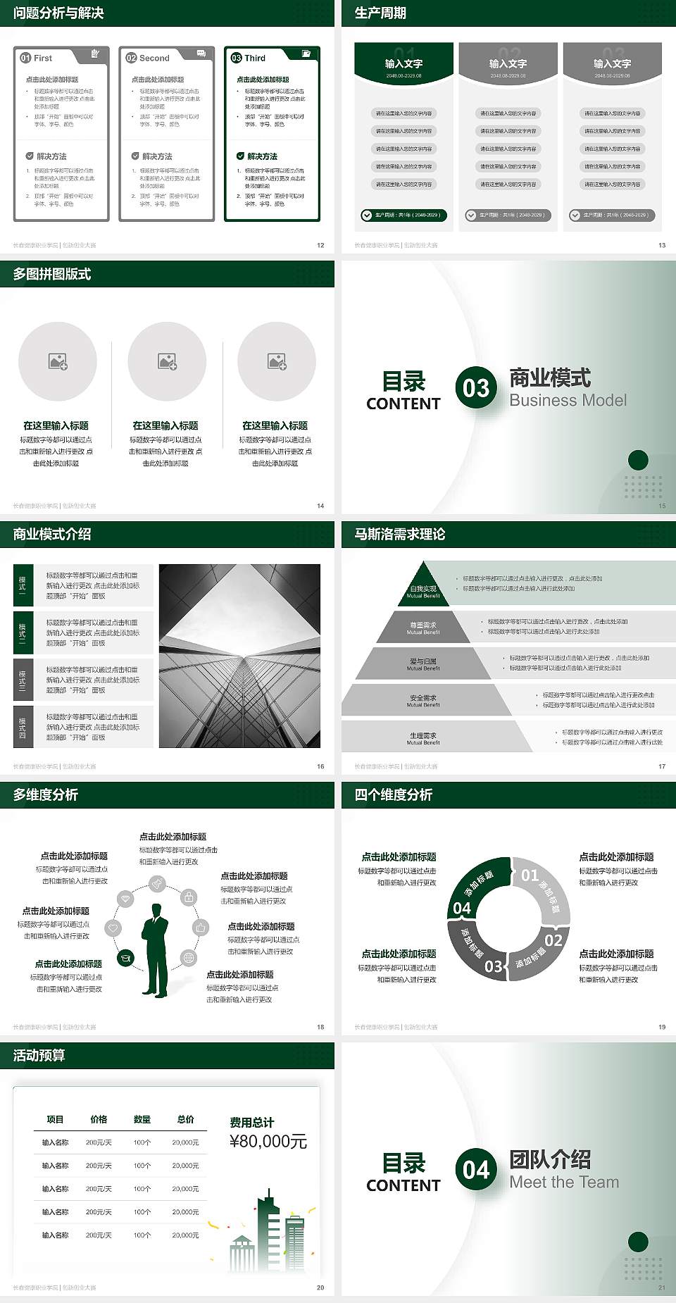 长春健康职业学院全国大学生创新创业大赛计划书PPT模板4:3格式幻灯片预览图3