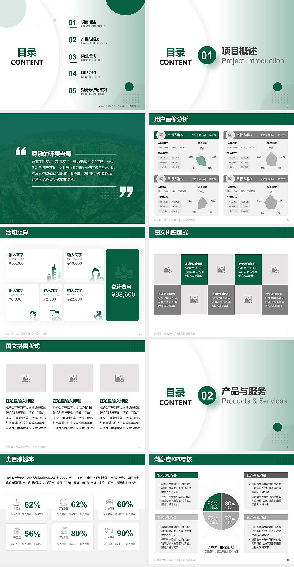 西安城市建设职业学院全国大学生创新创业大赛计划书PPT模板4:3格式幻灯片预览图2