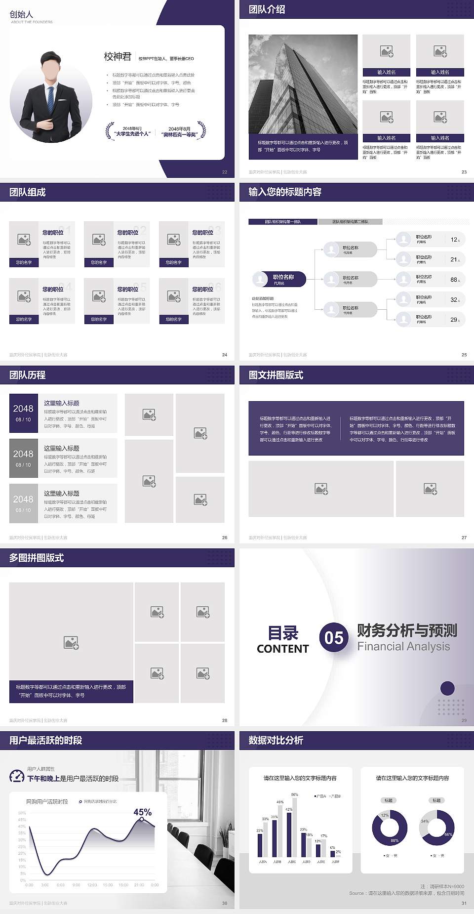重庆对外经贸学院全国大学生创新创业大赛计划书PPT模板4:3格式幻灯片预览图4