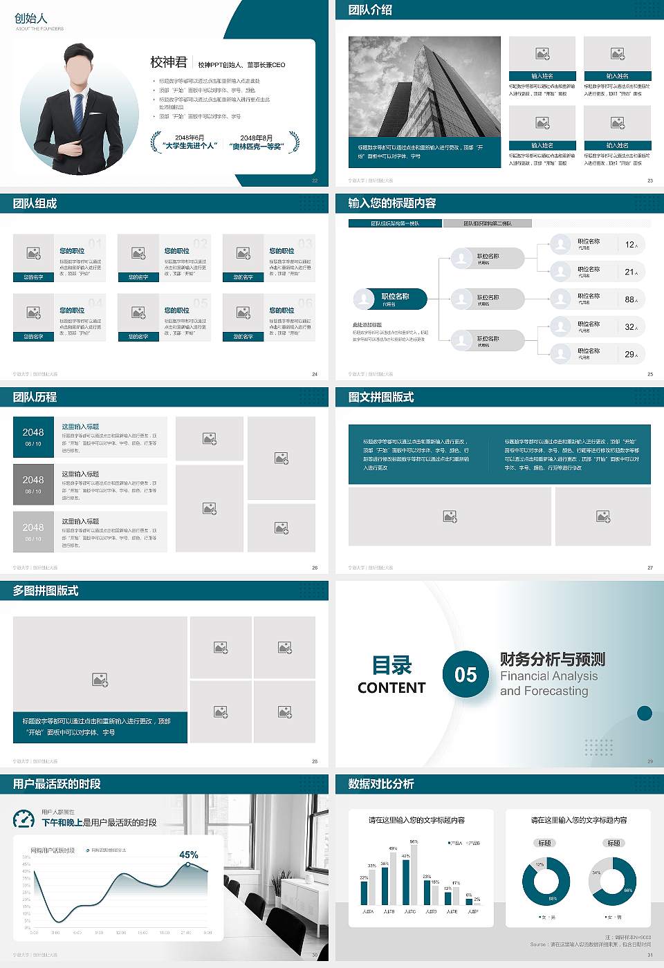 宁夏大学全国大学生创新创业大赛计划书PPT模板16:9格式幻灯片预览图4