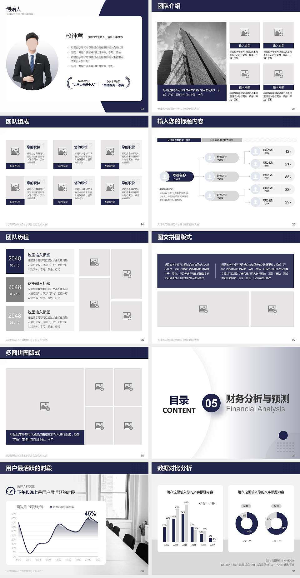 天津机电职业技术学院全国大学生创新创业大赛计划书PPT模板4:3格式幻灯片预览图4