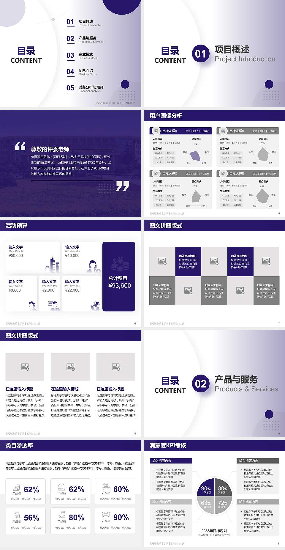 宝鸡职业技术学院全国大学生创新创业大赛计划书PPT模板4:3格式幻灯片预览图2