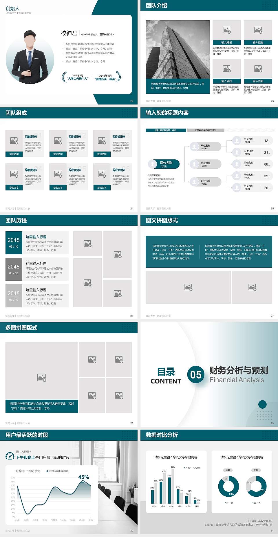 暨南大学全国大学生创新创业大赛计划书PPT模板4:3格式幻灯片预览图4