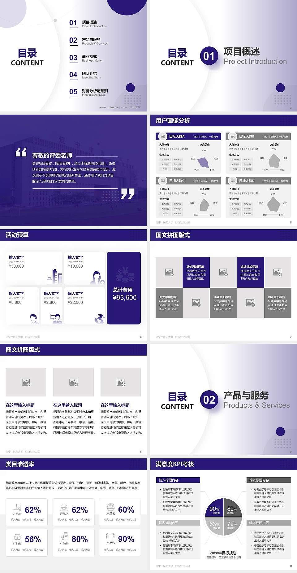 辽宁中医药大学全国大学生创新创业大赛计划书PPT模板4:3格式幻灯片预览图2