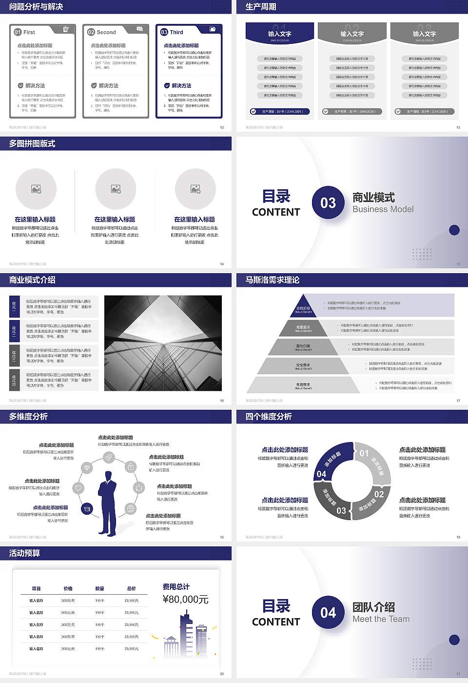 青岛城市学院全国大学生创新创业大赛计划书PPT模板16:9格式幻灯片预览图3