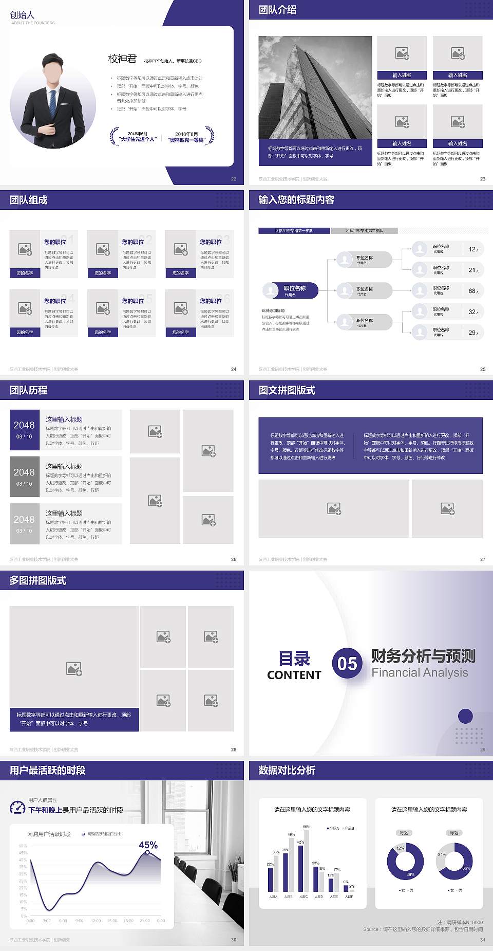 陕西工业职业技术学院全国大学生创新创业大赛计划书PPT模板4:3格式幻灯片预览图4