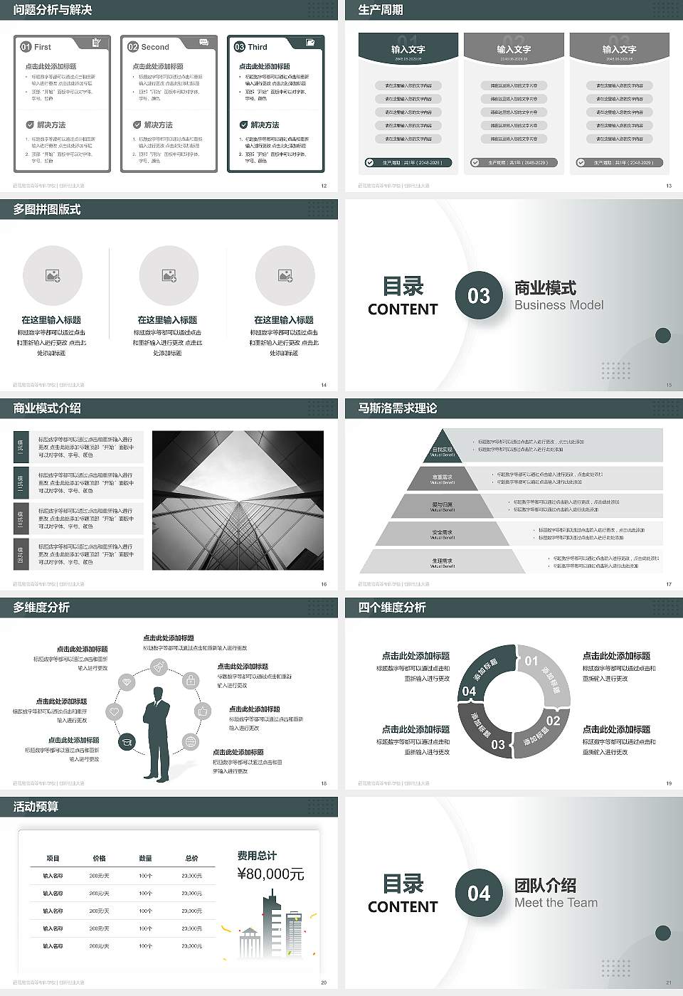 西藏警官高等专科学校全国大学生创新创业大赛计划书PPT模板16:9格式幻灯片预览图3