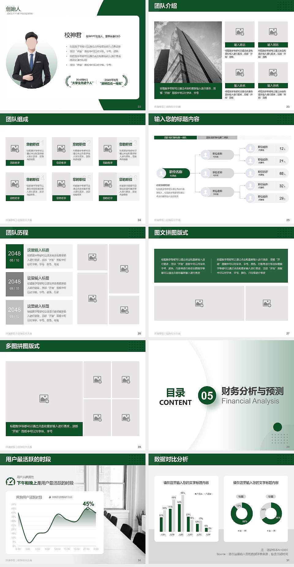 珠海学院全国大学生创新创业大赛计划书PPT模板4:3格式幻灯片预览图4