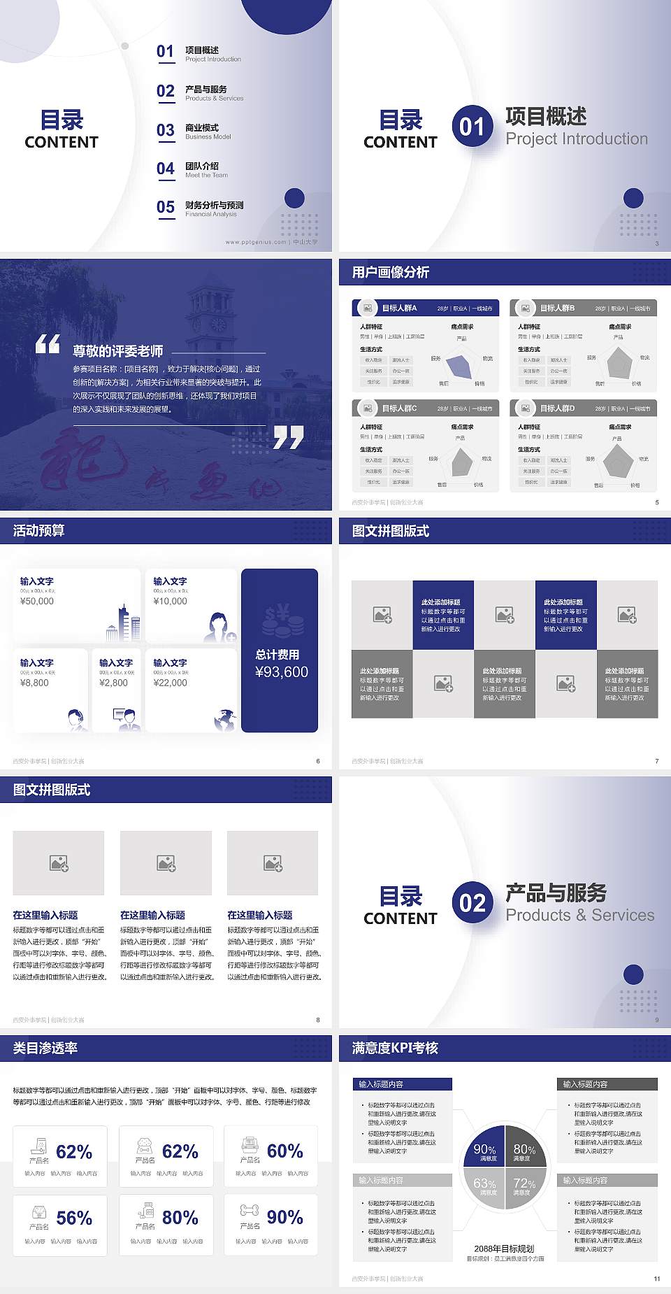 西安外事学院全国大学生创新创业大赛计划书PPT模板4:3格式幻灯片预览图2