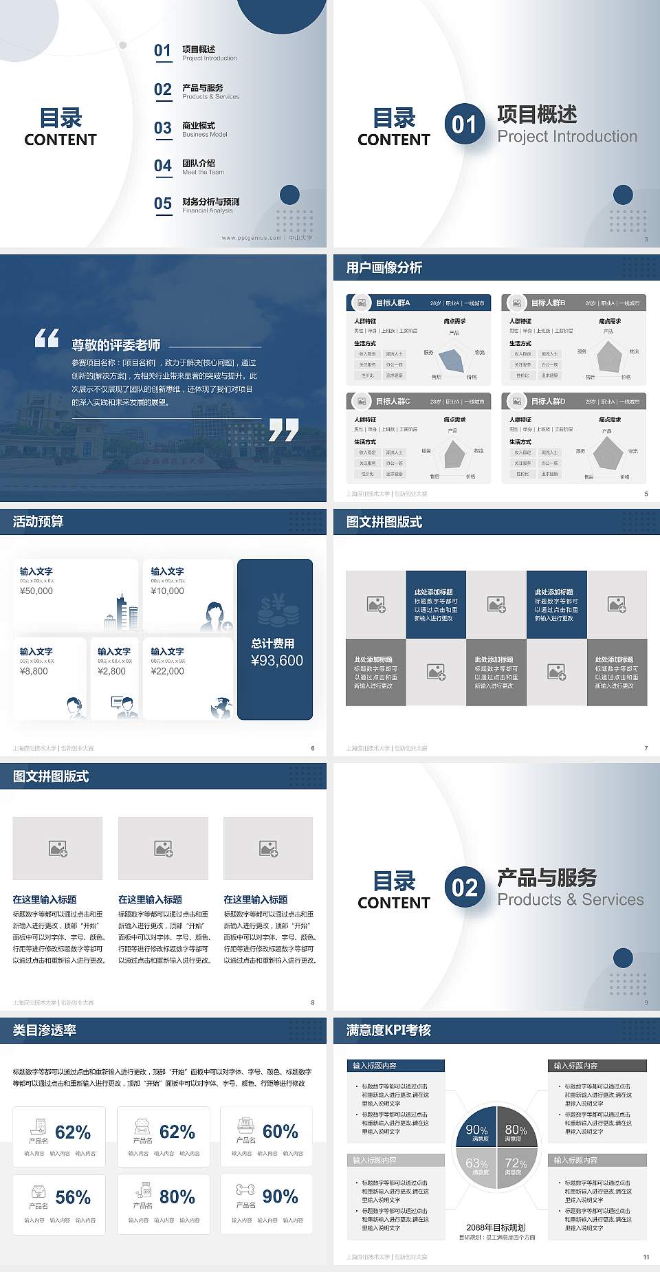 上海应用技术大学全国大学生创新创业大赛计划书PPT模板4:3格式幻灯片预览图2
