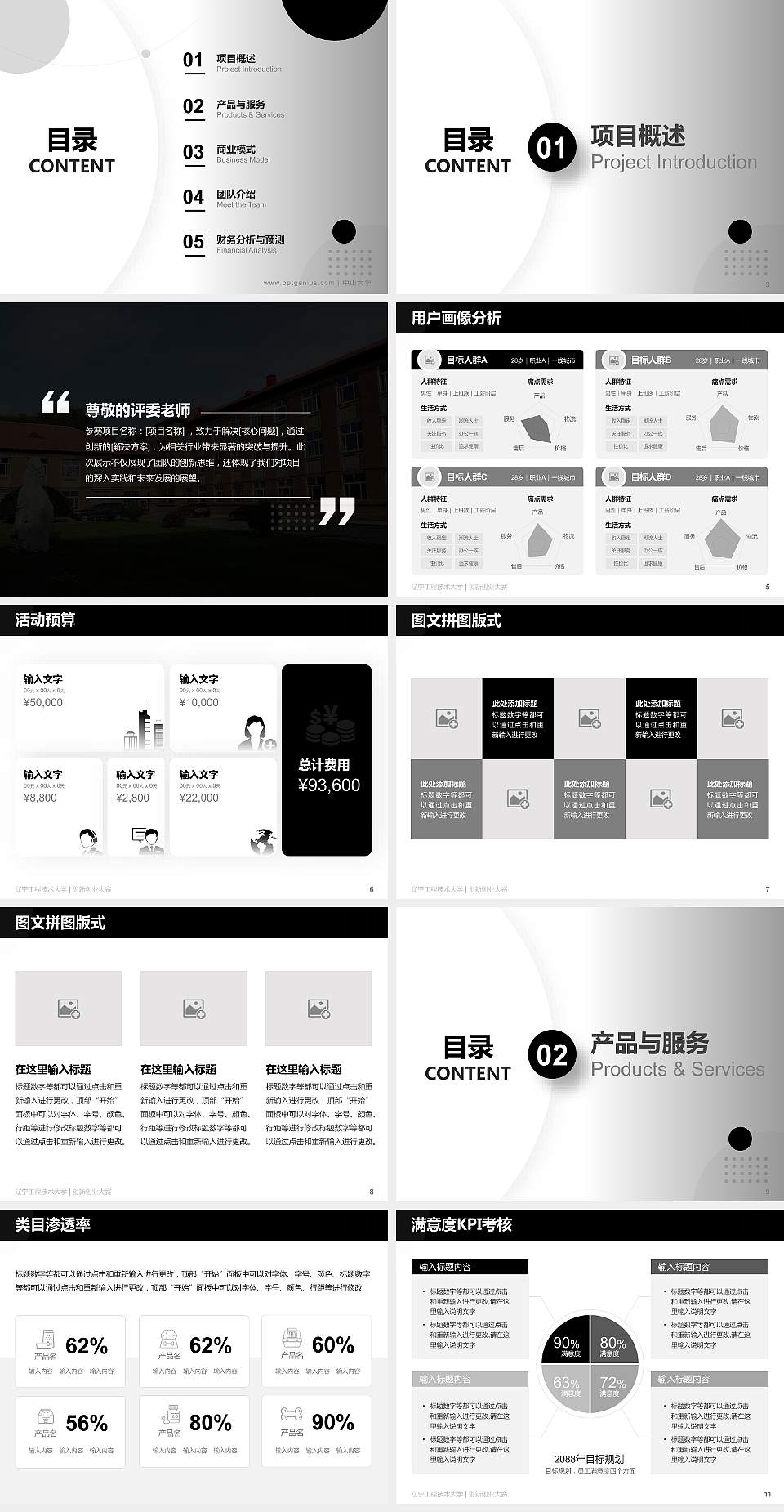 辽宁工程技术大学全国大学生创新创业大赛计划书PPT模板4:3格式幻灯片预览图2