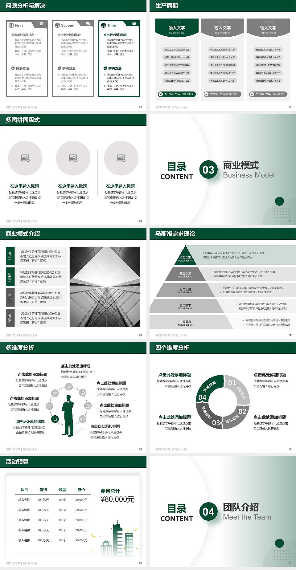 渭南师范学院全国大学生创新创业大赛计划书PPT模板4:3格式幻灯片预览图3