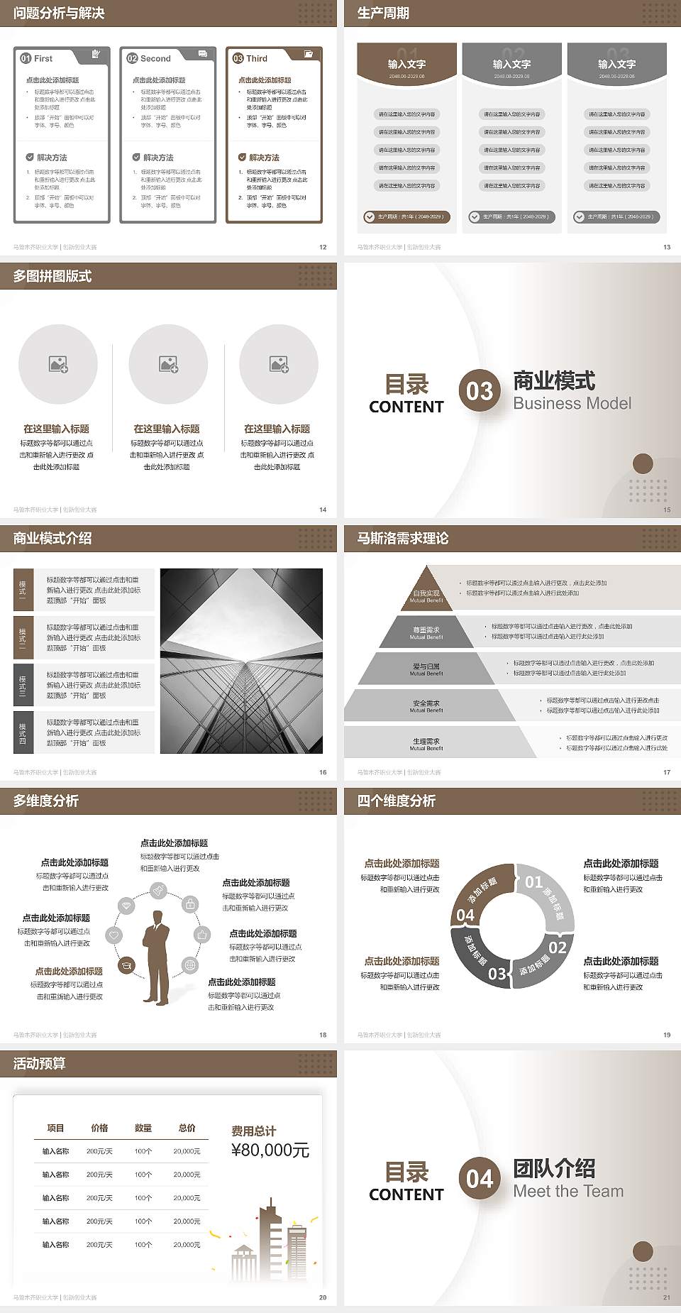 乌鲁木齐职业大学全国大学生创新创业大赛计划书PPT模板4:3格式幻灯片预览图3