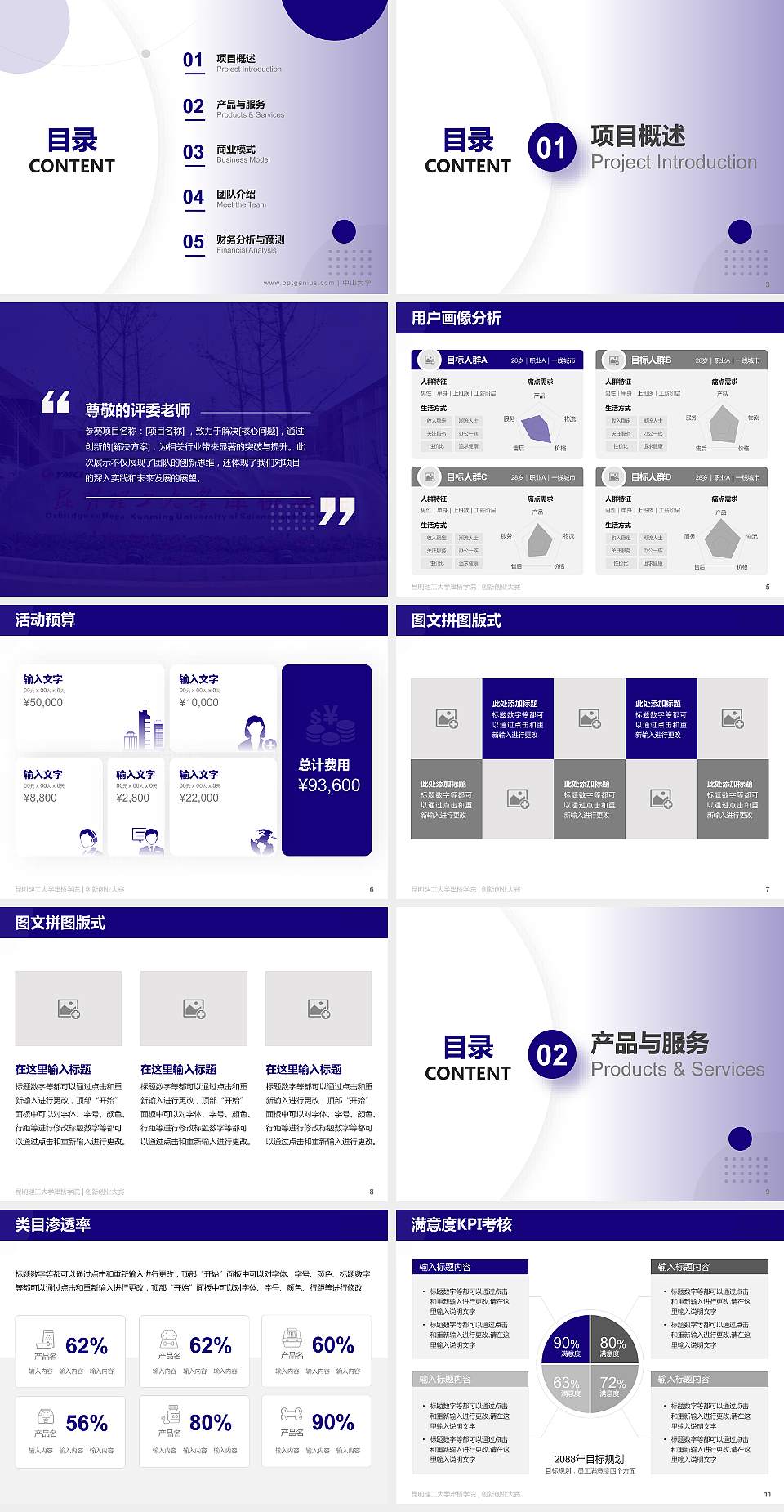 昆明理工大学津桥学院全国大学生创新创业大赛计划书PPT模板4:3格式幻灯片预览图2