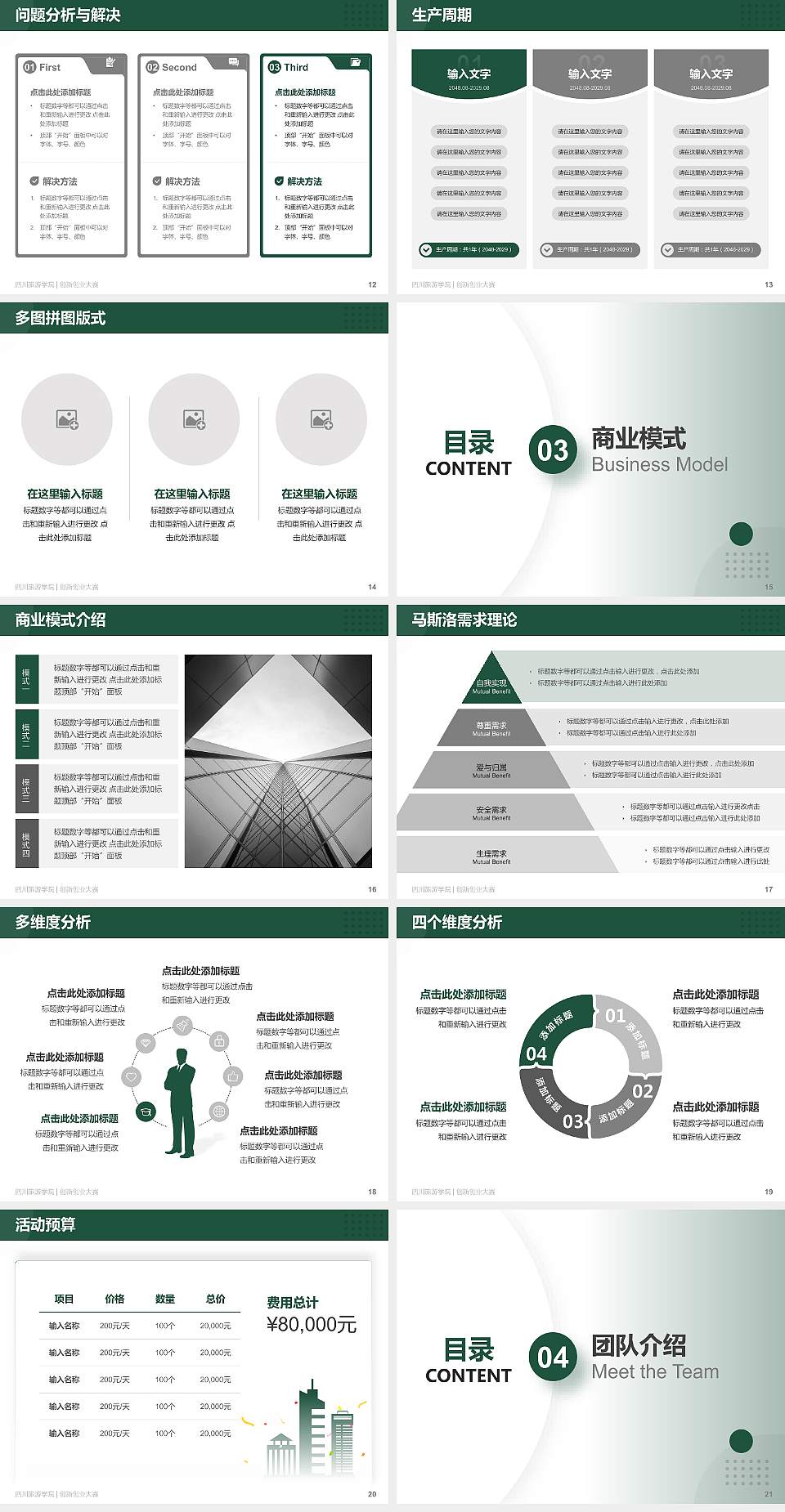 四川旅游学院全国大学生创新创业大赛计划书PPT模板4:3格式幻灯片预览图3