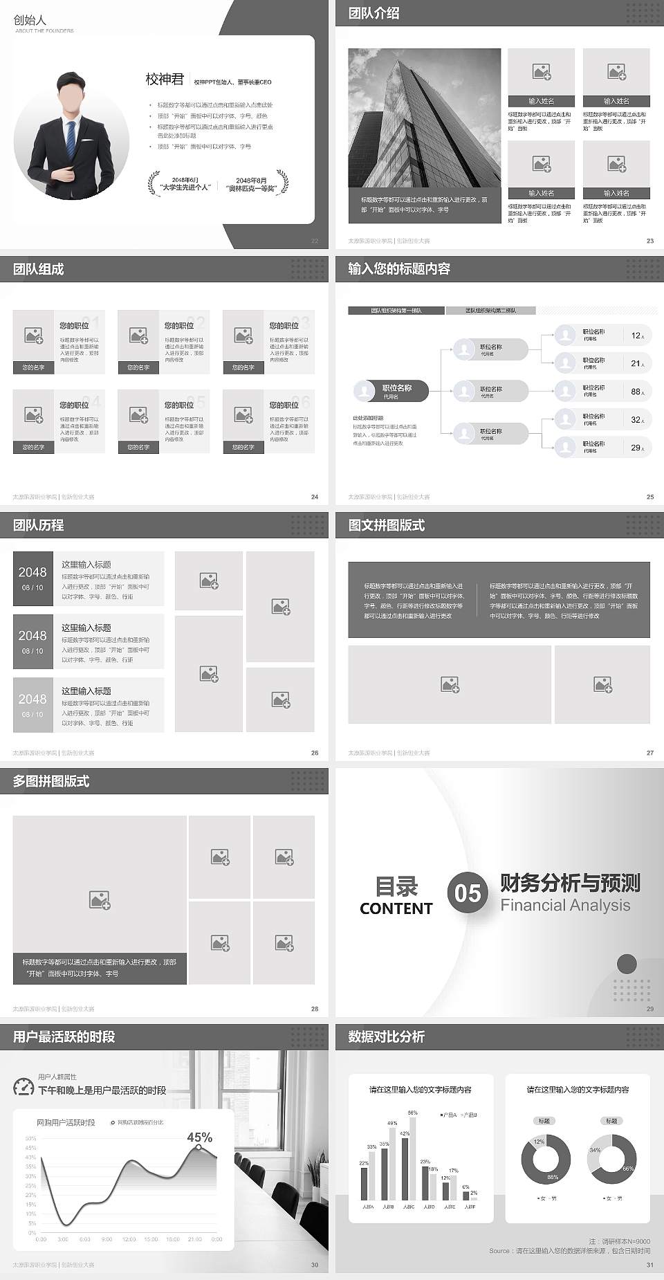 太原旅游职业学院全国大学生创新创业大赛计划书PPT模板4:3格式幻灯片预览图4