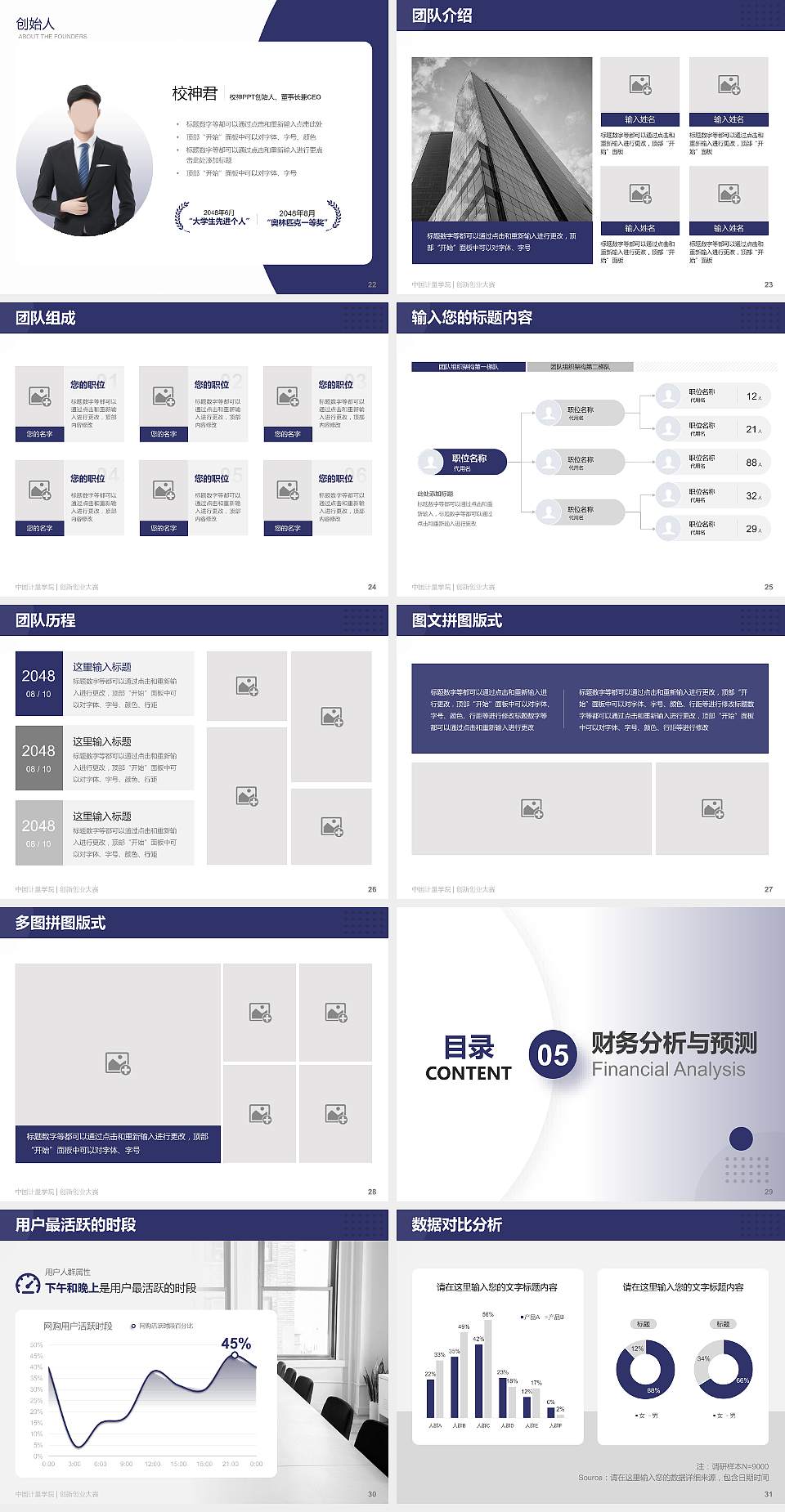 中国计量学院全国大学生创新创业大赛计划书PPT模板4:3格式幻灯片预览图4