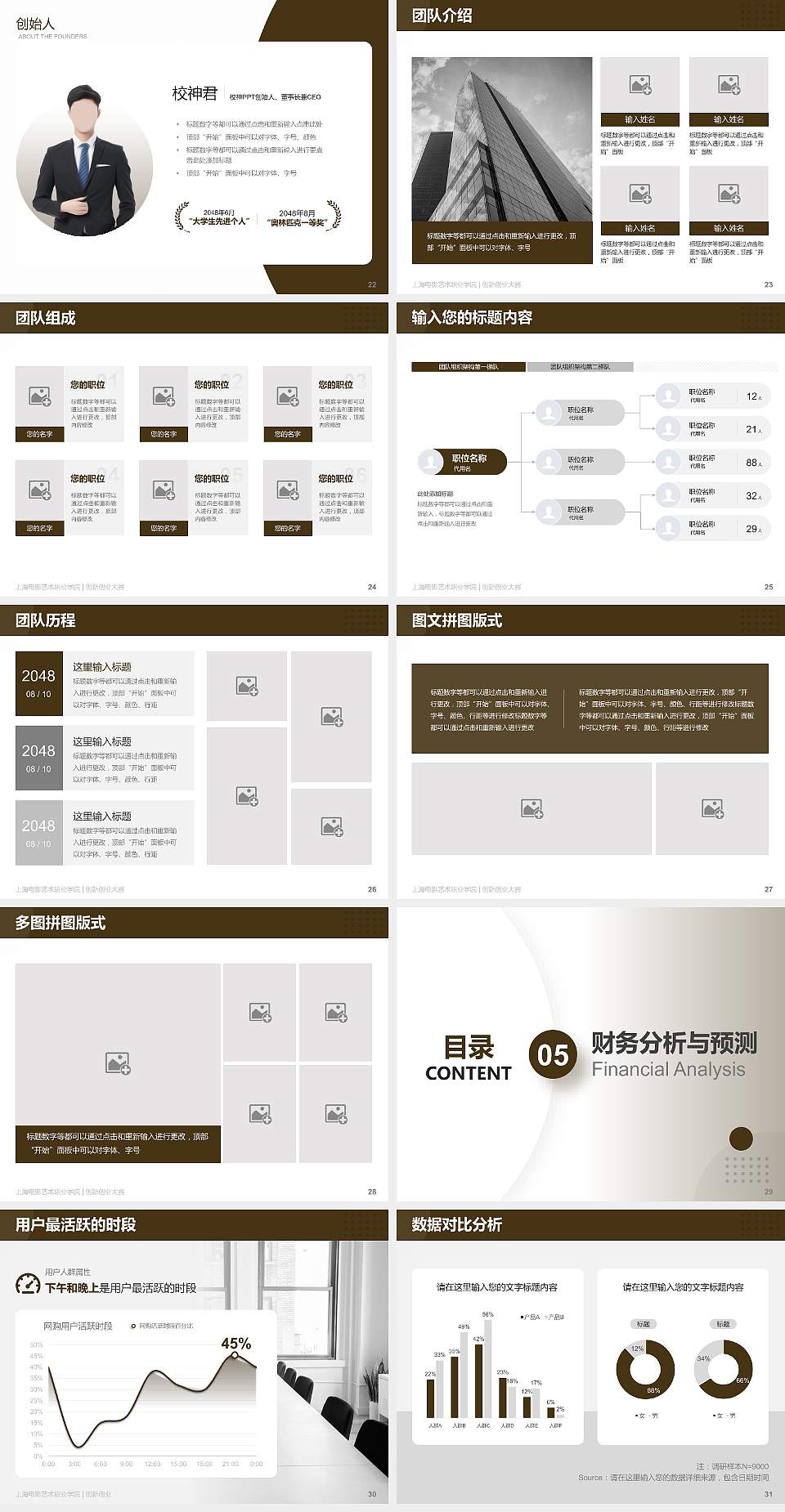 上海电影艺术职业学院全国大学生创新创业大赛计划书PPT模板4:3格式幻灯片预览图4