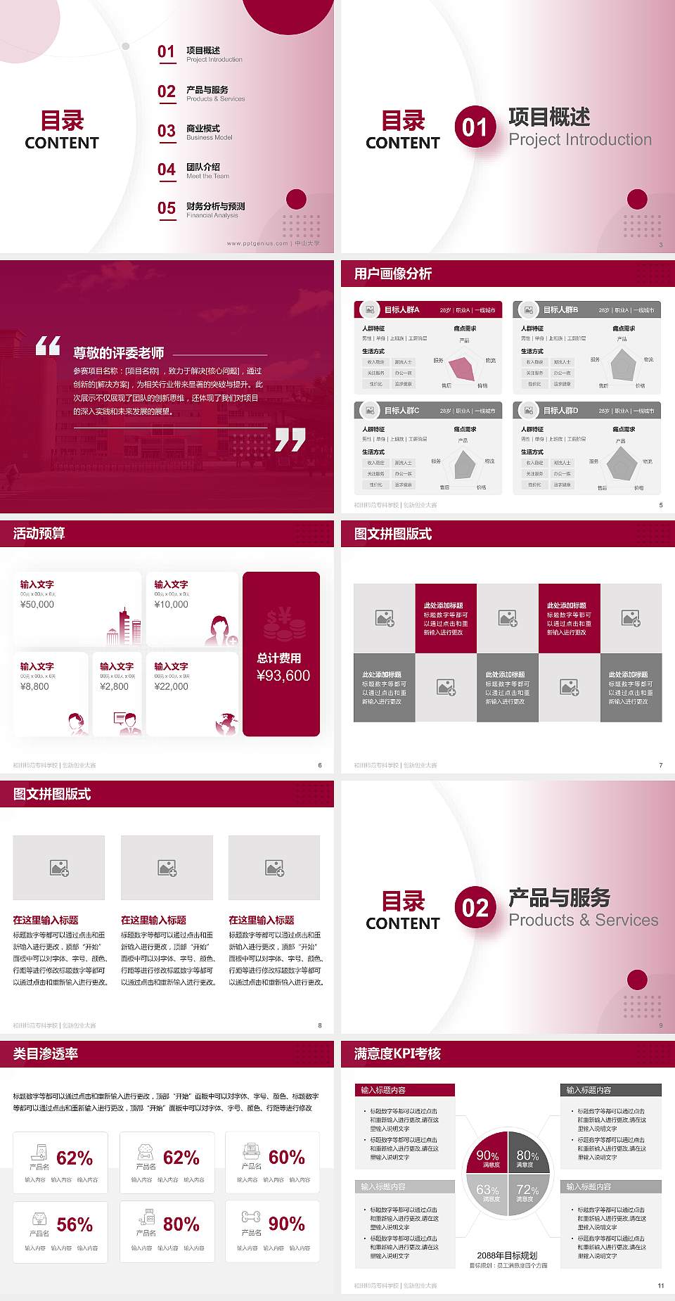 和田师范专科学校全国大学生创新创业大赛计划书PPT模板4:3格式幻灯片预览图2