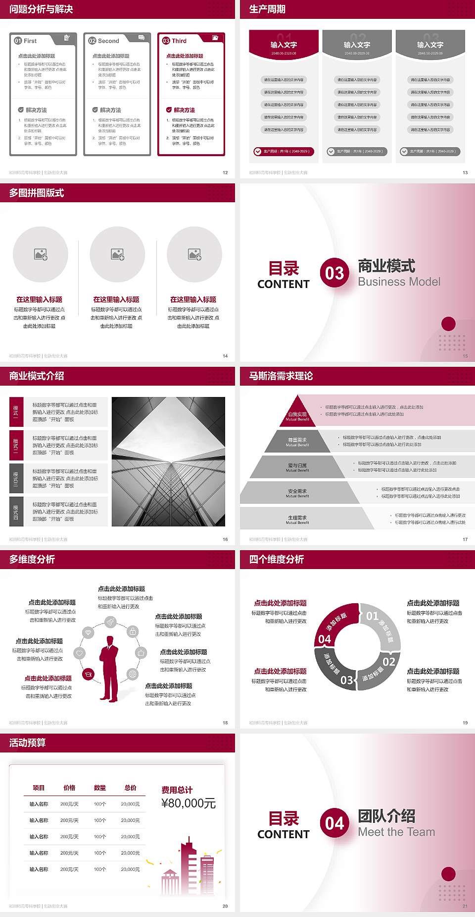 和田师范专科学校全国大学生创新创业大赛计划书PPT模板4:3格式幻灯片预览图3