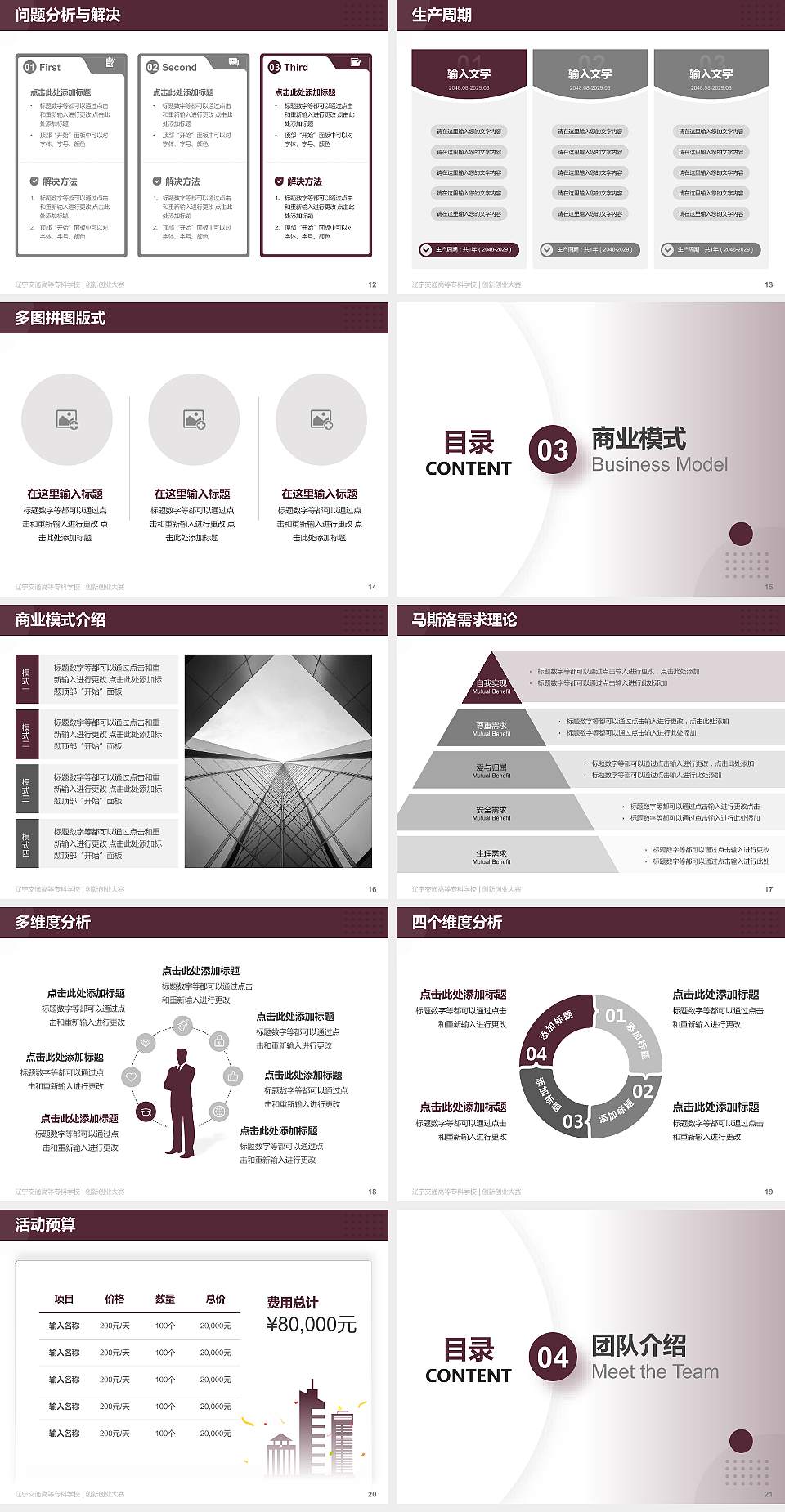 辽宁交通高等专科学校全国大学生创新创业大赛计划书PPT模板4:3格式幻灯片预览图3