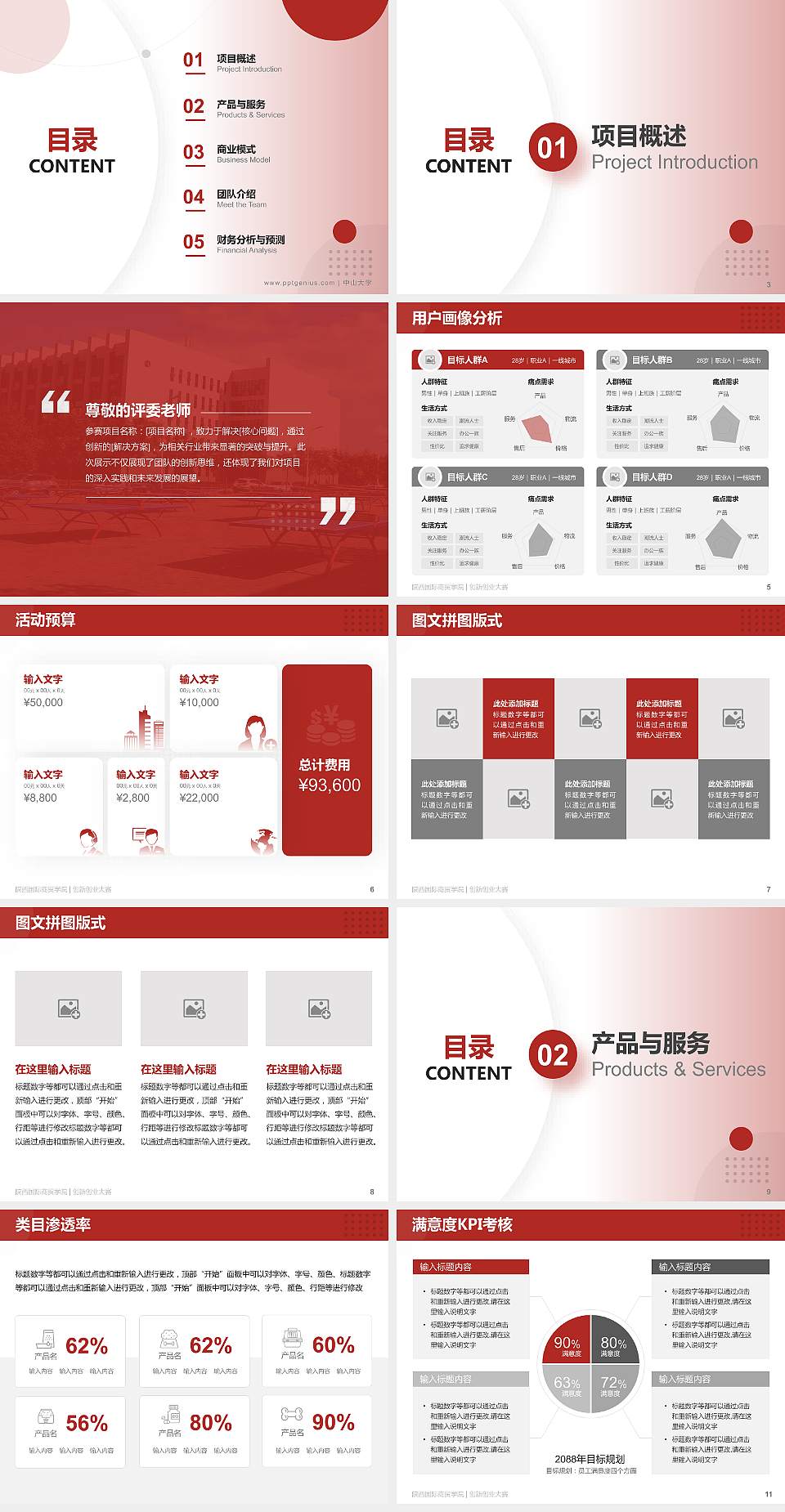 陕西国际商贸学院全国大学生创新创业大赛计划书PPT模板4:3格式幻灯片预览图2