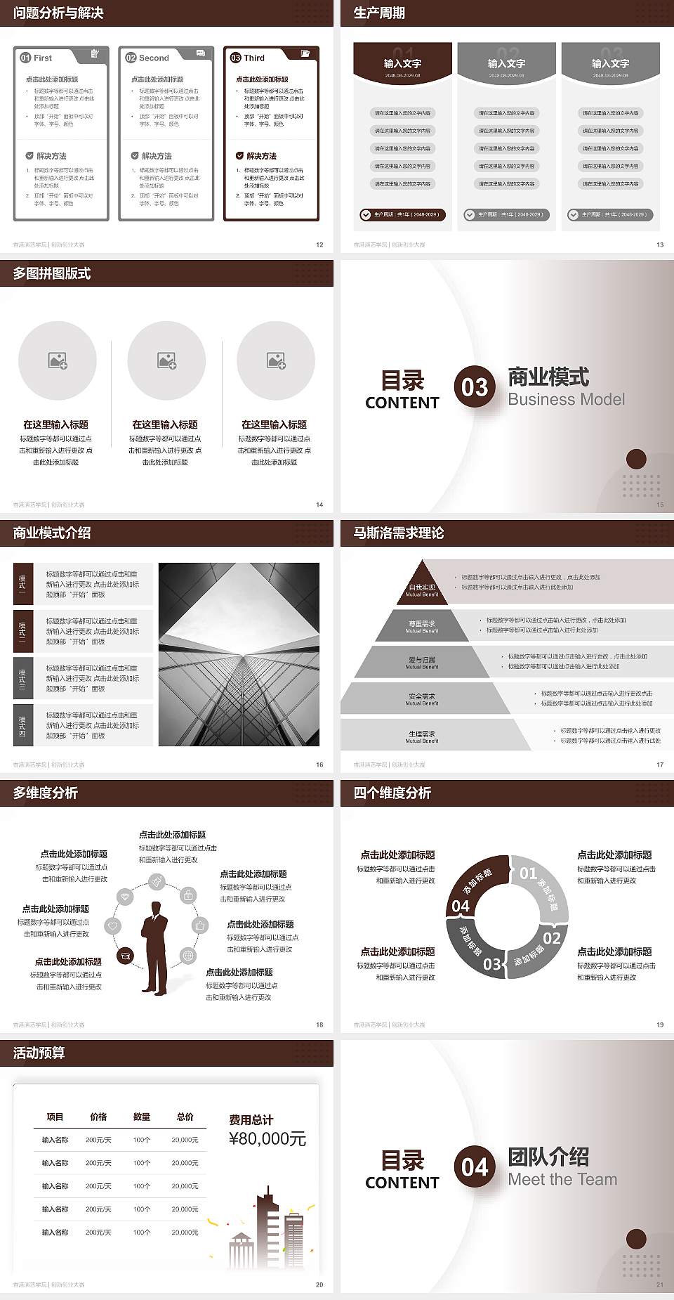 香港演艺学院全国大学生创新创业大赛计划书PPT模板4:3格式幻灯片预览图3