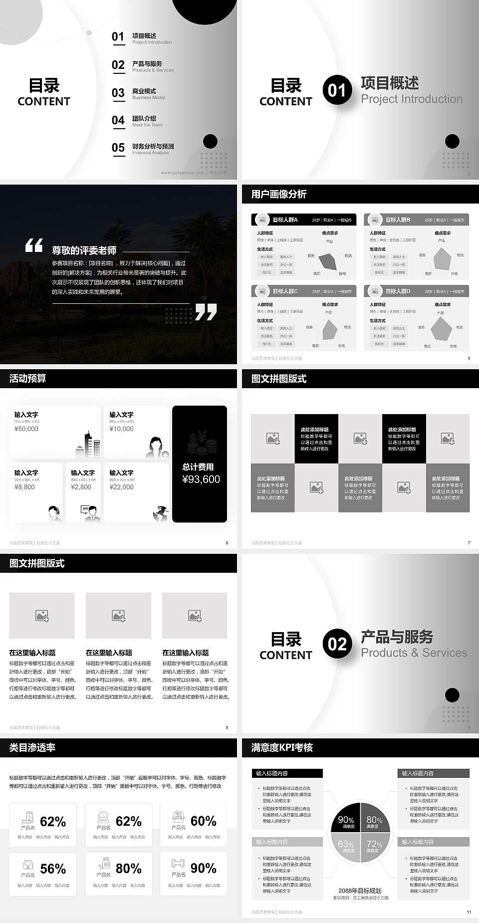 云南艺术学院全国大学生创新创业大赛计划书PPT模板4:3格式幻灯片预览图2