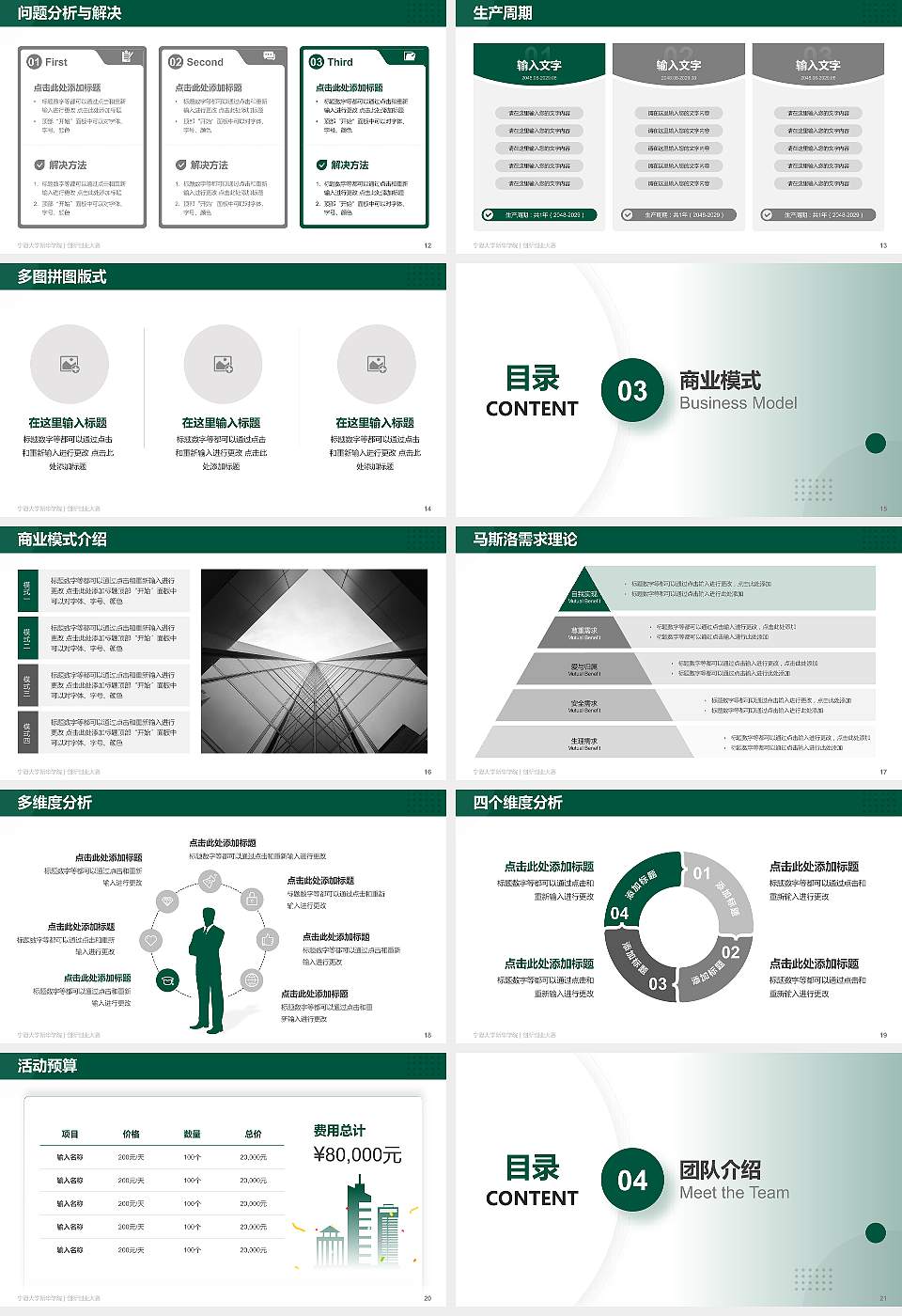 宁夏大学新华学院全国大学生创新创业大赛计划书PPT模板16:9格式幻灯片预览图3