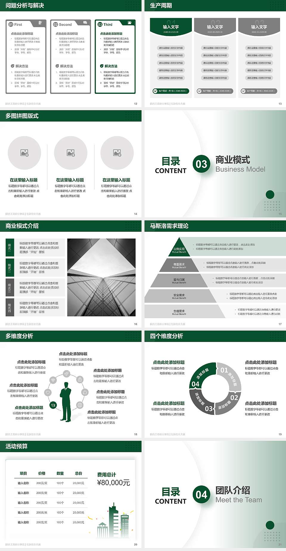 陕西工商职业学院全国大学生创新创业大赛计划书PPT模板4:3格式幻灯片预览图3