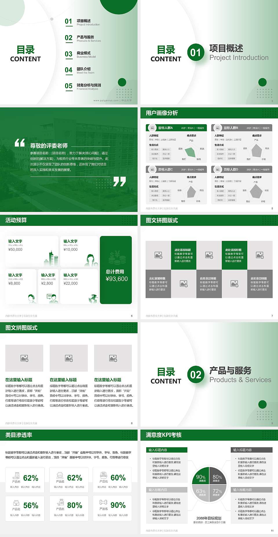内蒙古农业大学全国大学生创新创业大赛计划书PPT模板4:3格式幻灯片预览图2