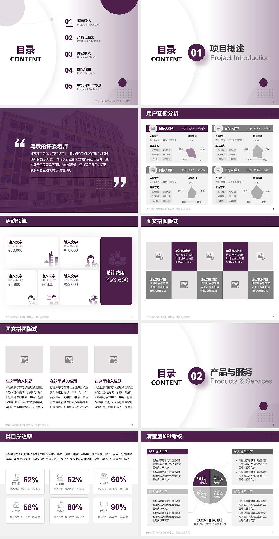 天津滨海汽车工程职业学院全国大学生创新创业大赛计划书PPT模板4:3格式幻灯片预览图2